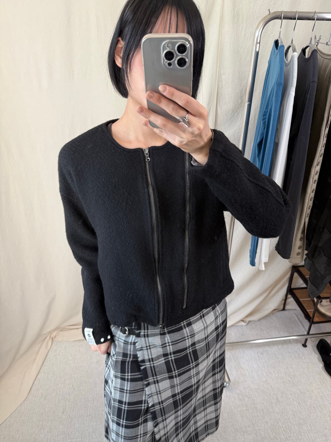 Shareef 사선 집업 숏 자켓 상품이미지2