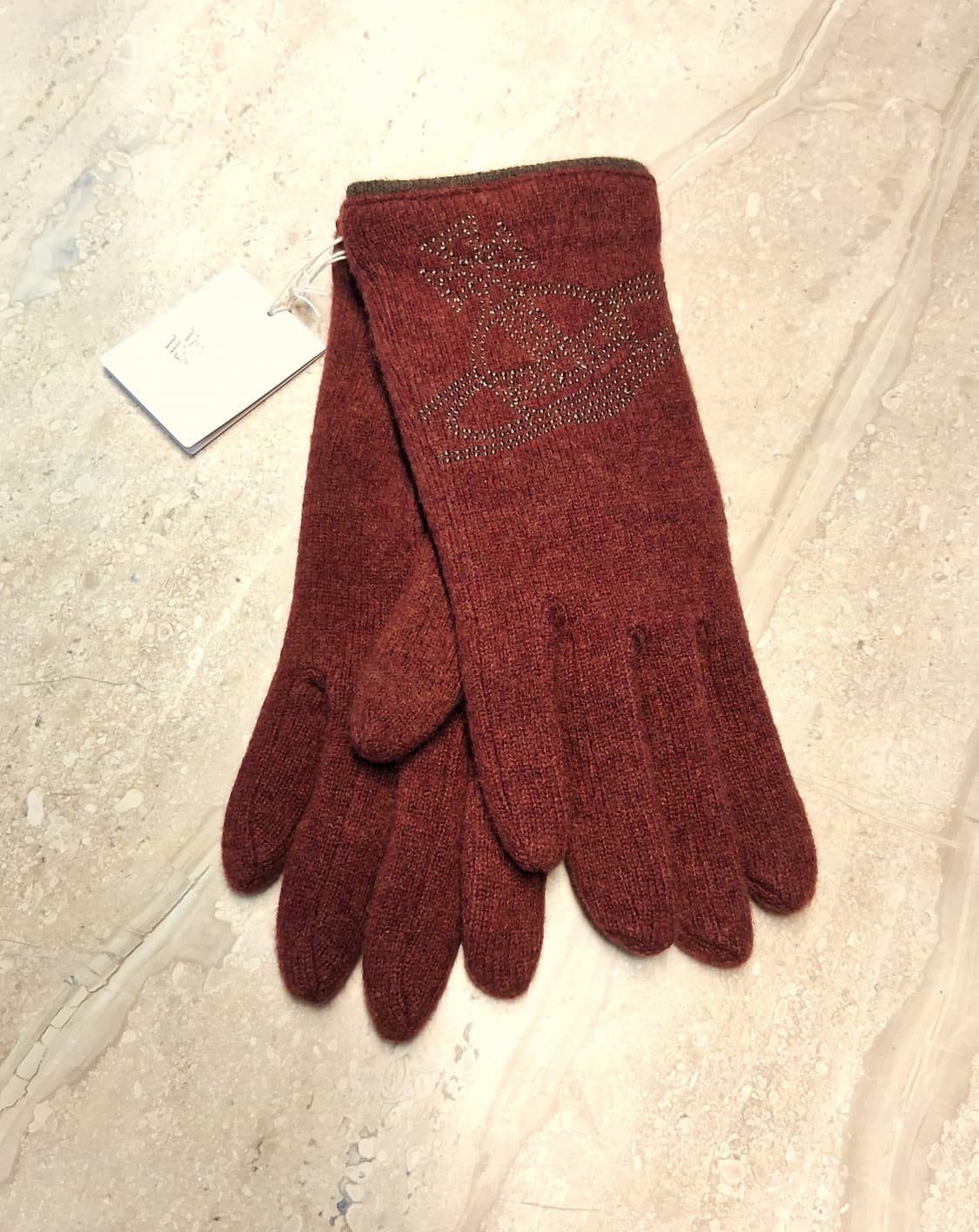 비비안 웨스트우드 빅 orb 자수 울장갑 / 와인 (새상품) 상품이미지4