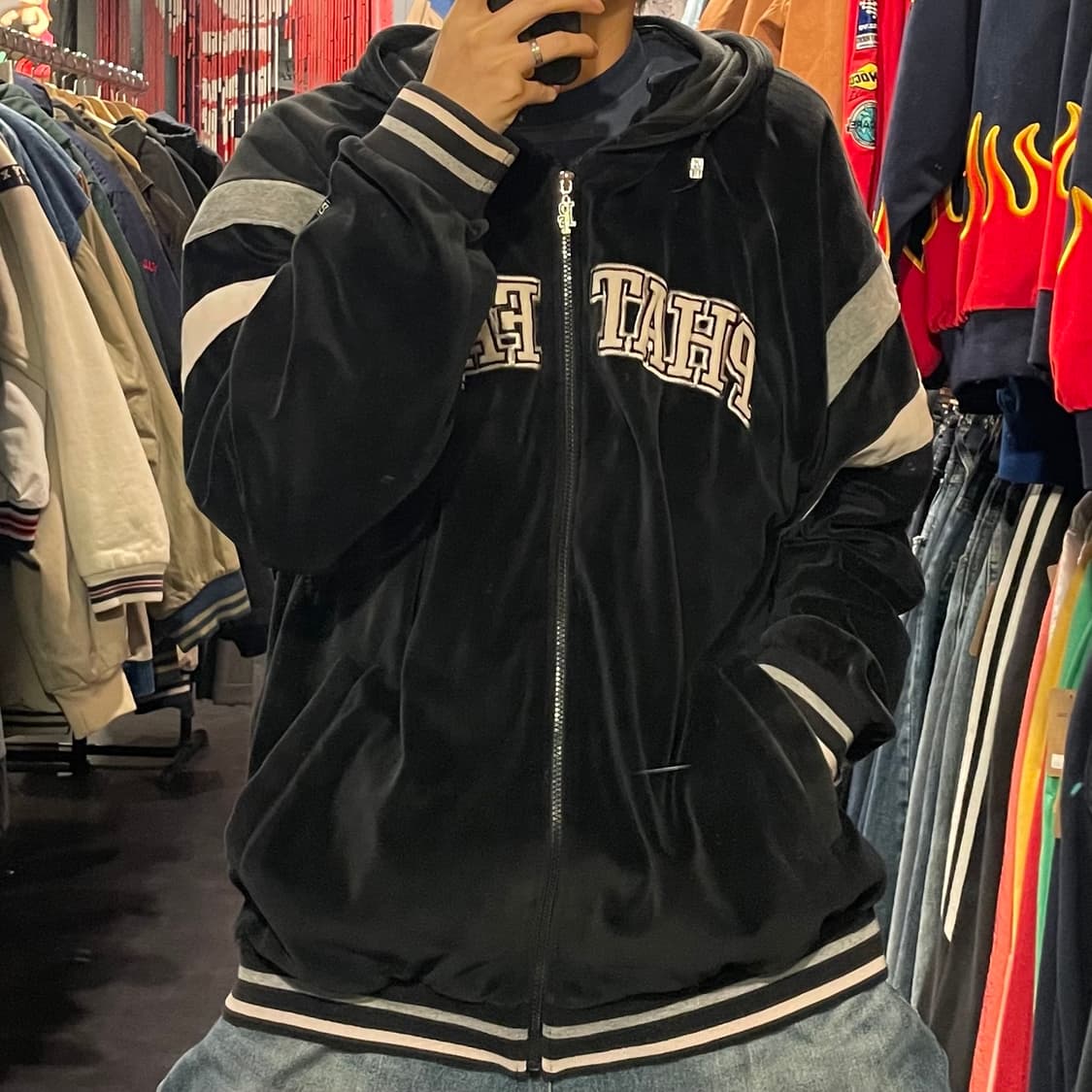 [IM] Phat farm 블랙 후드 벨벳져지 상품이미지3