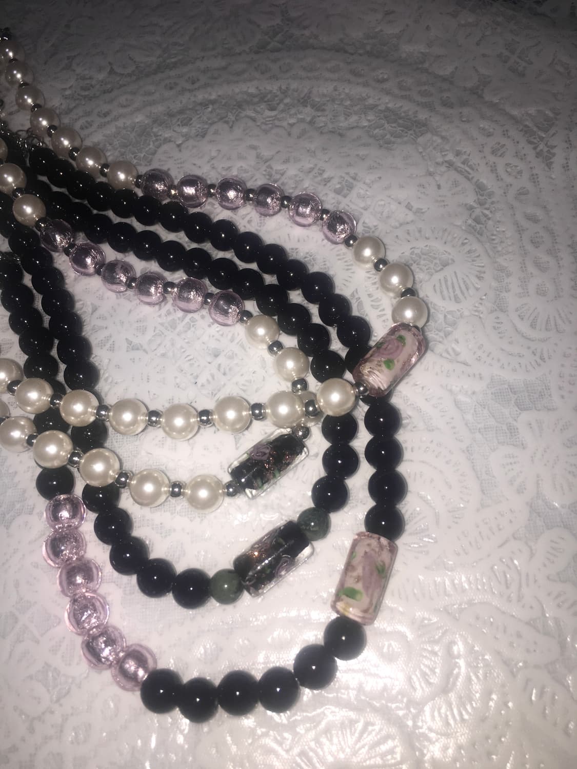 Viburnum shop 오리엔탈 장미 초커 목걸이(화이트/블랙) 상품이미지8