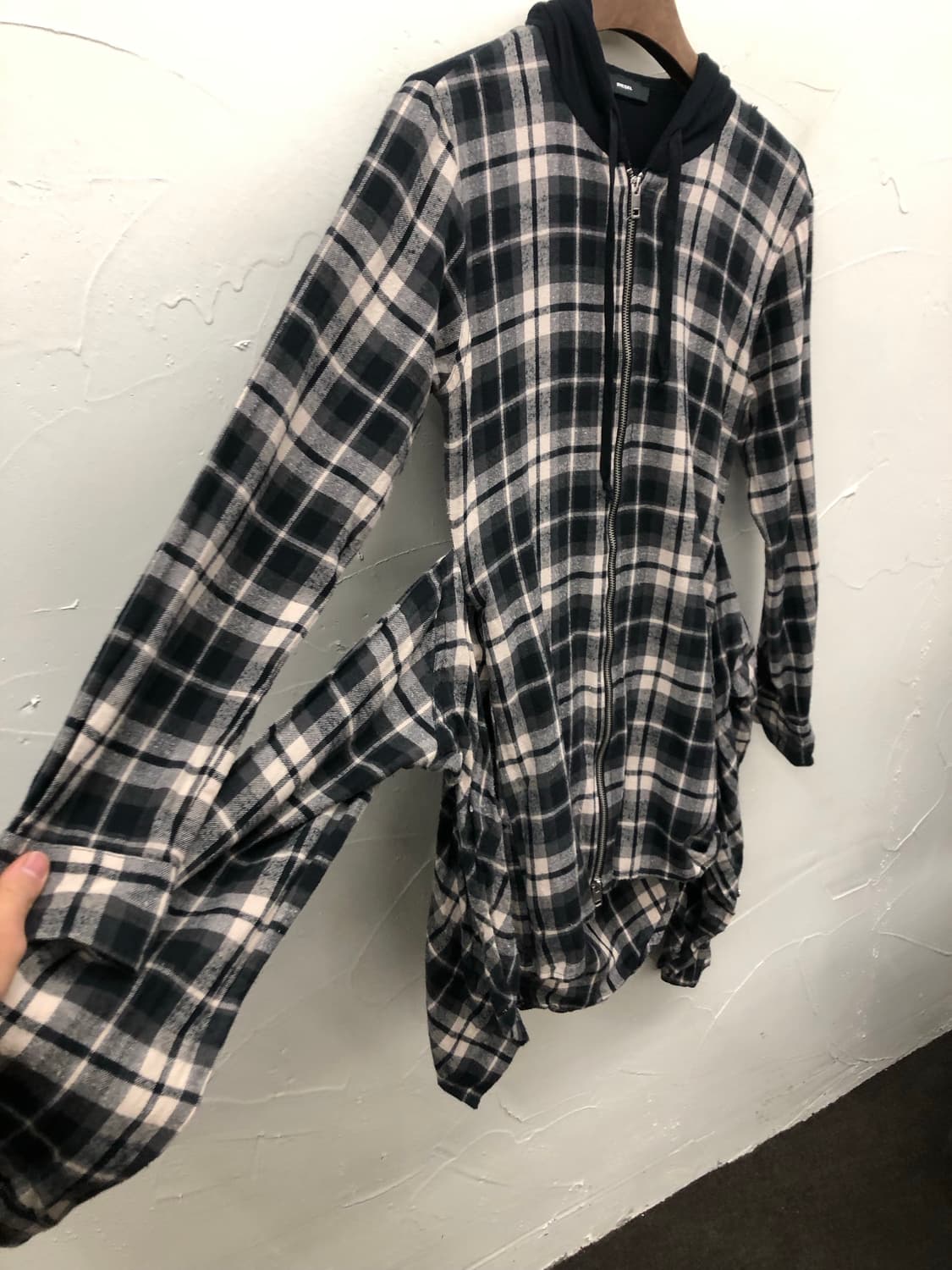 디젤 체크 후드 셔츠 원피스 상품이미지5