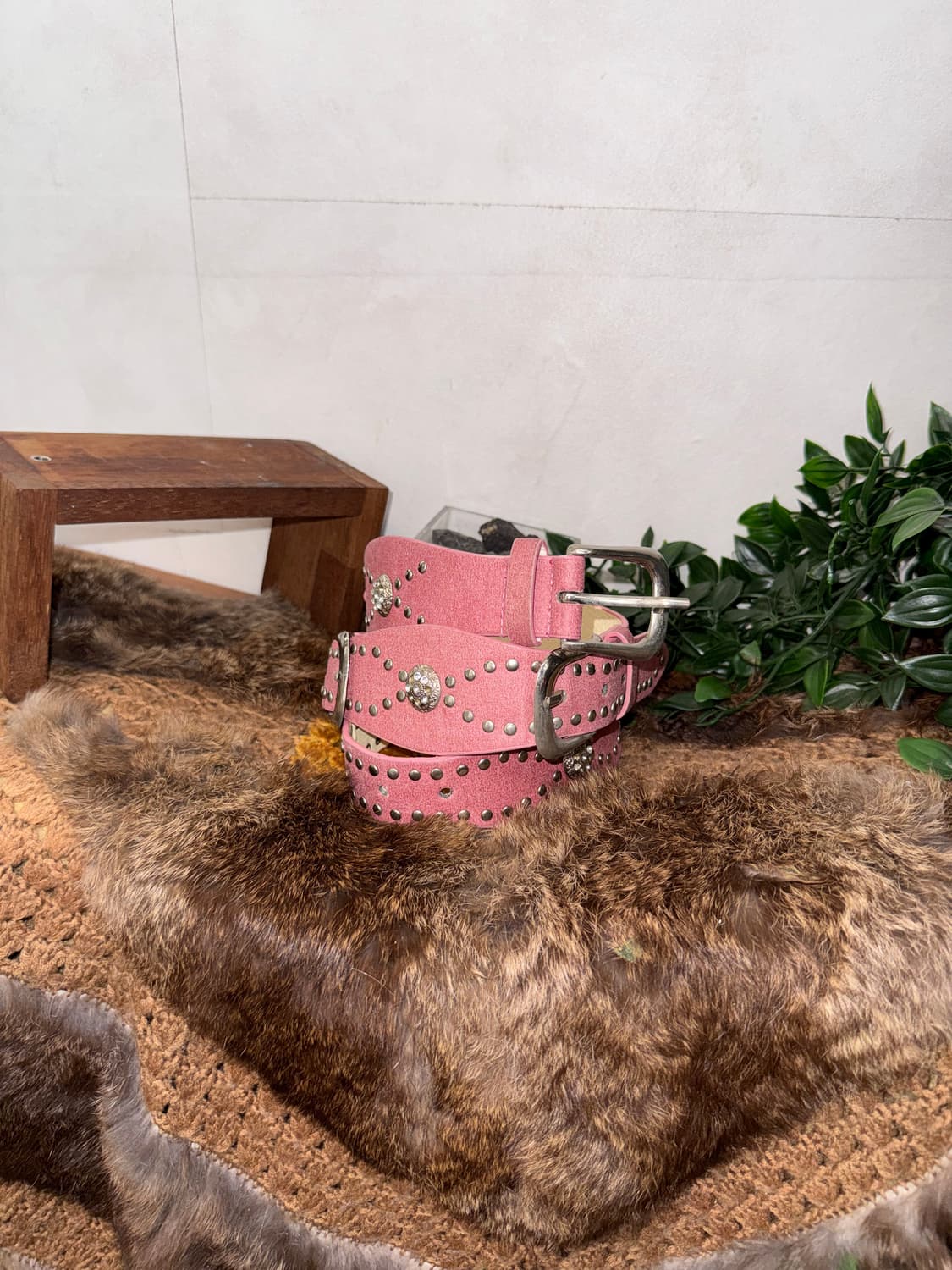 Pink stud charm buckled belt 상품이미지2