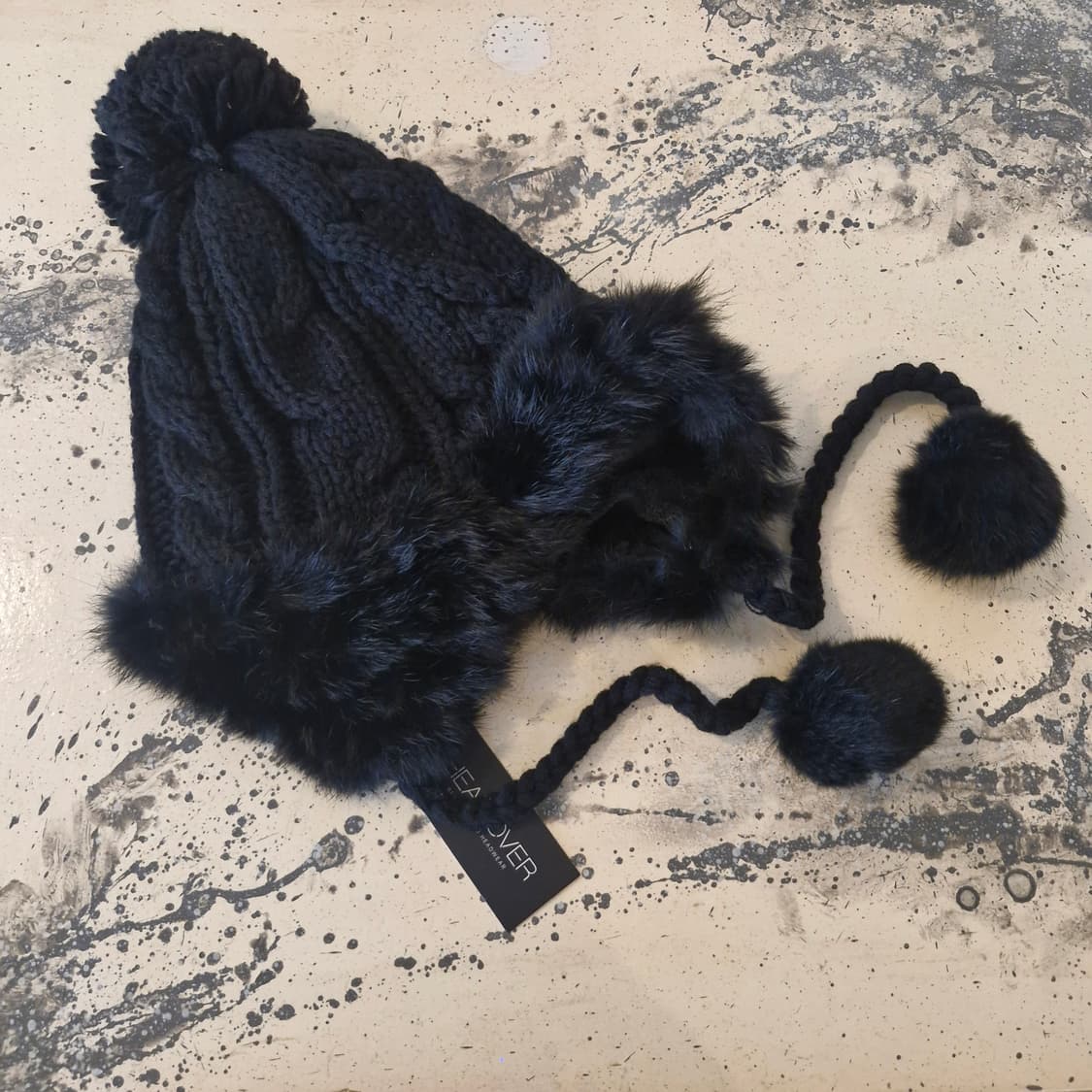 블랙 폼폼 방울 니트 귀달이 방한 모자 새상품 상품이미지1