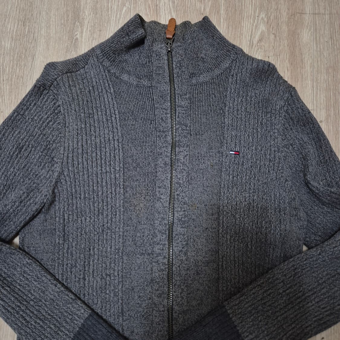 타미힐피거 데님 미니 플래그 모직 니트집업 상품이미지2