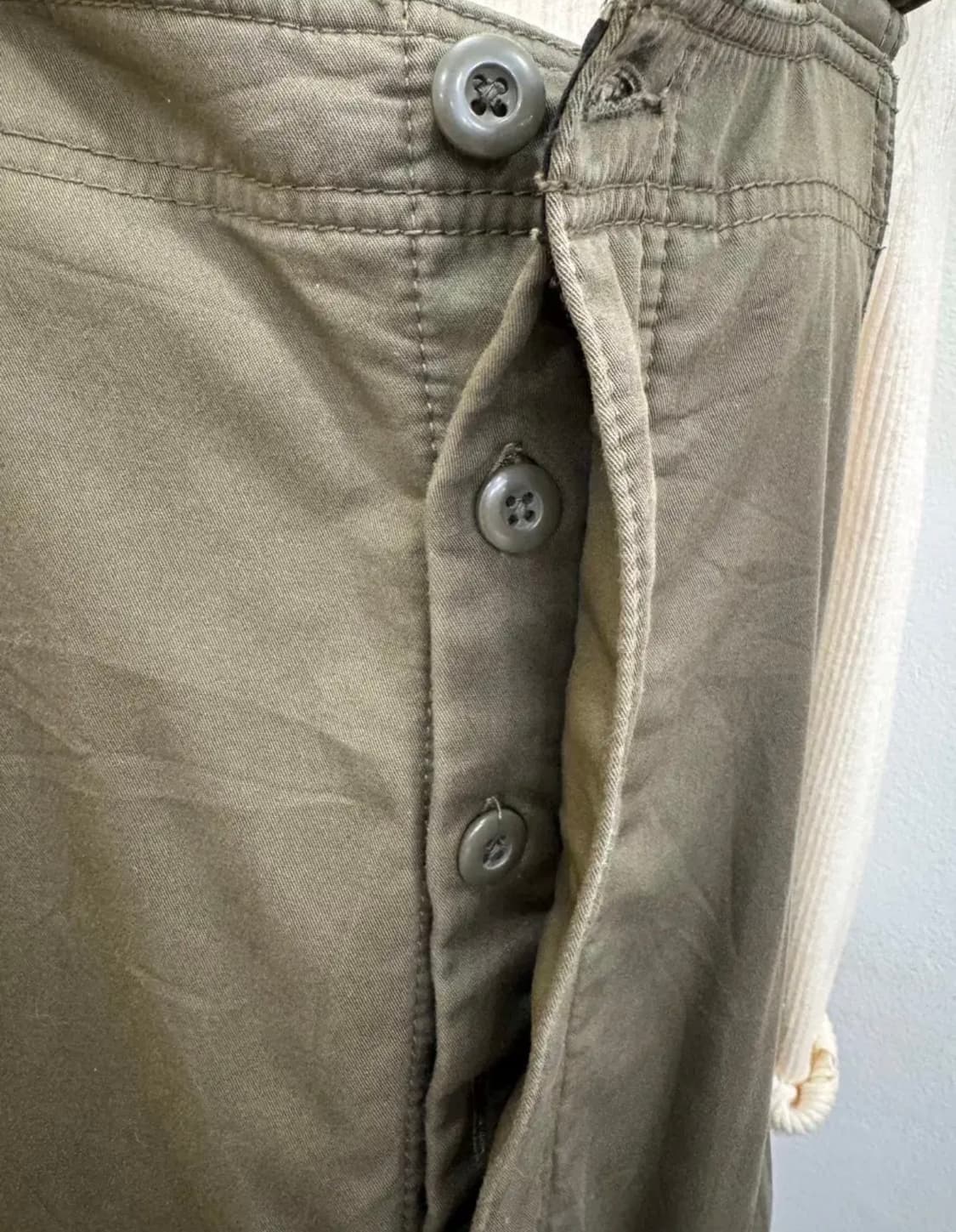 JPN/카키 워크웨어 점퍼스커트/안감있는 서스펜더 원피스 M 상품이미지6