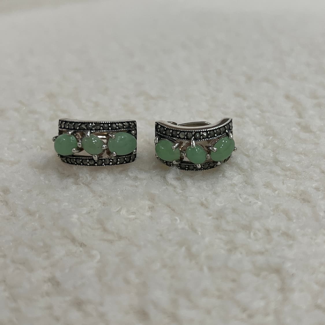 Jade and marcasite 925silver 목걸이&귀걸이 상품이미지3