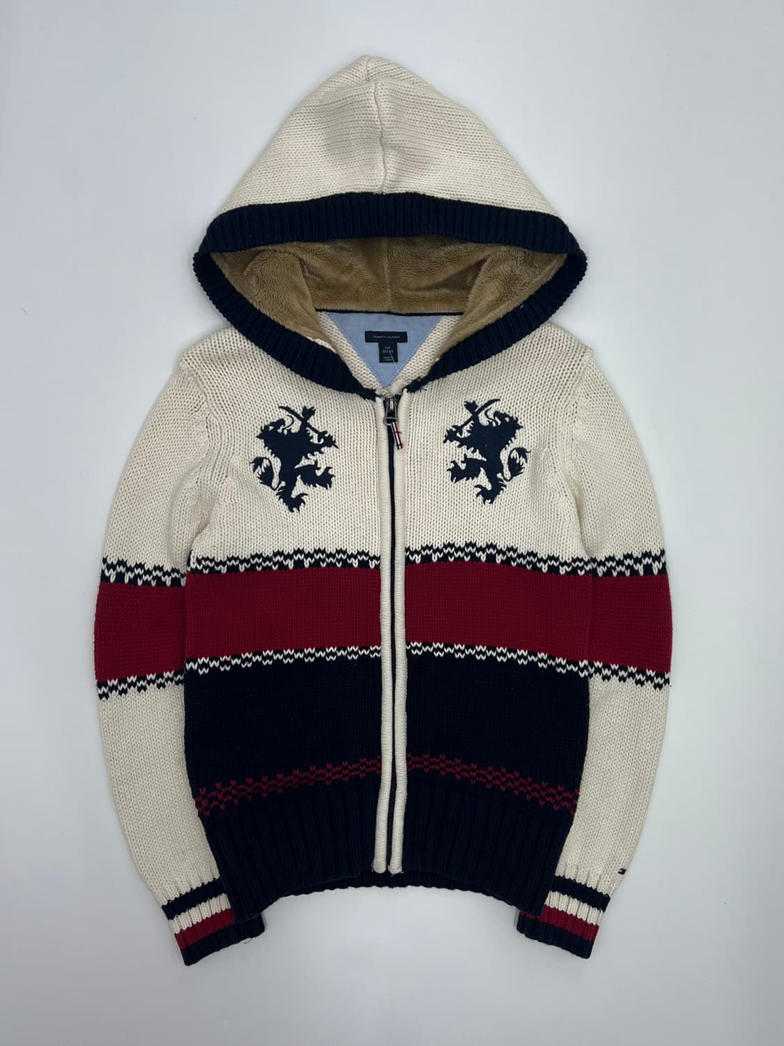 타미힐피거 패턴 후드 니트집업 상품이미지1