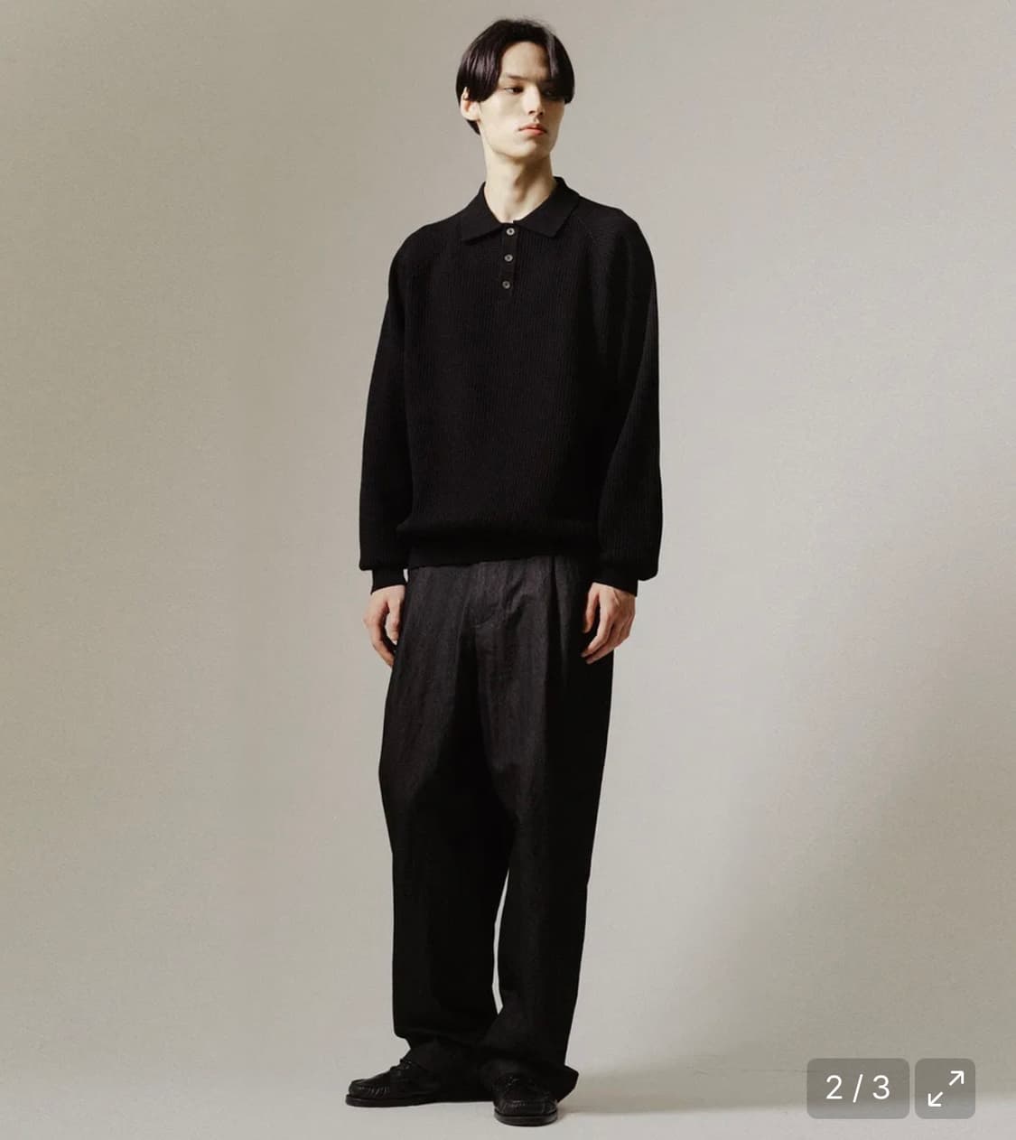 (3) 블랭크룸 래글런 카라 니트 롱슬리브 블랙 상품이미지1