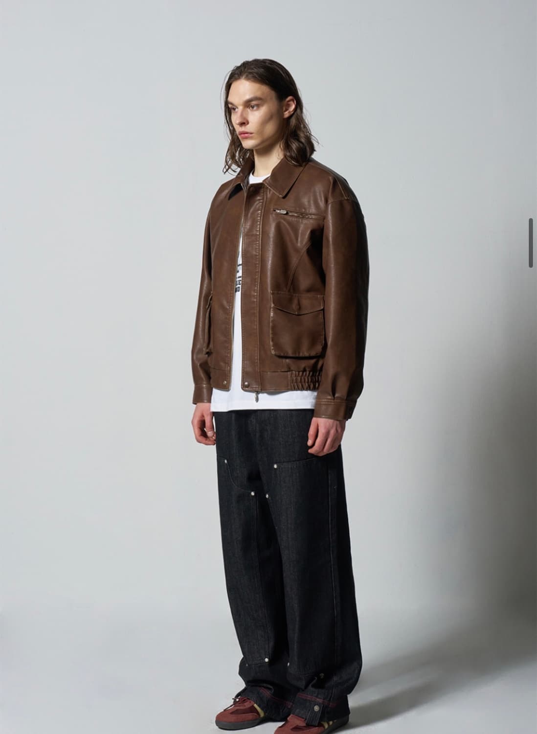 구빈(GUBIN)의 비건 레더 포켓 블루종 자켓 L 상품이미지4