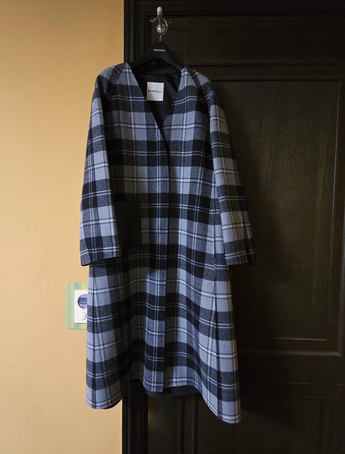 빈폴레이디스 울 체크 노칼라 카디건형 코트 상품이미지2