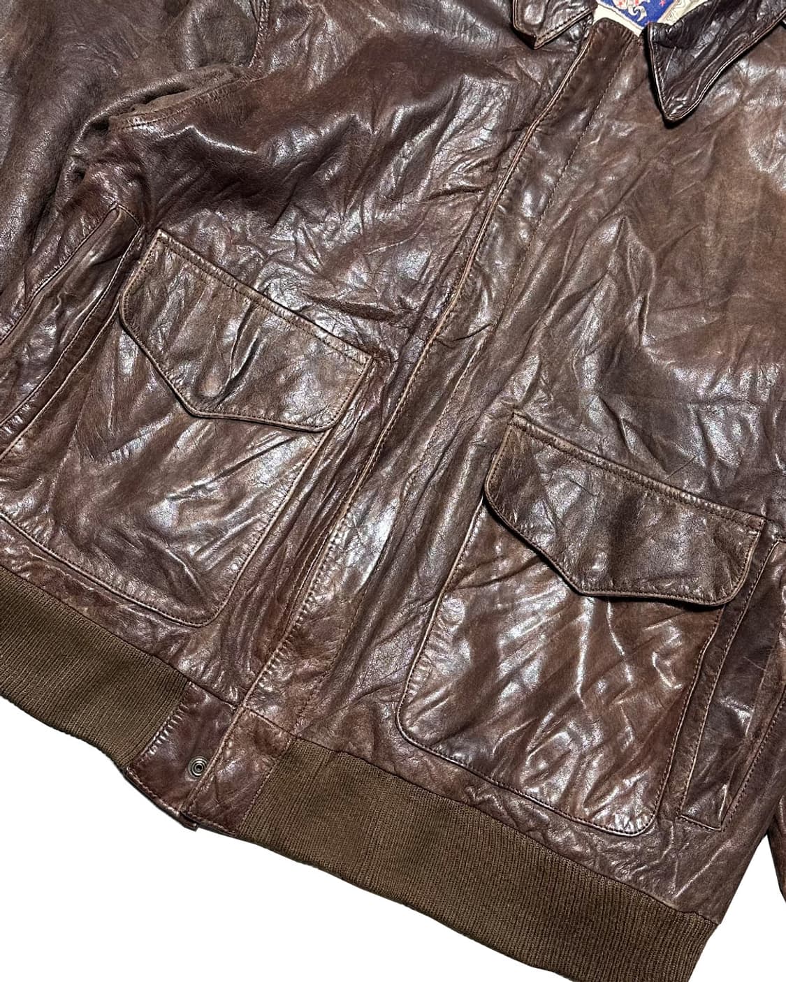 90s ADA 리얼 레더 A-2 플라이트 자켓 made in korea 상품이미지4