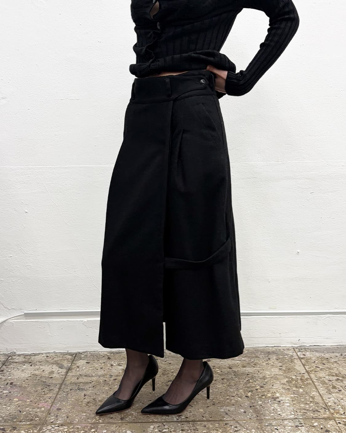 빈티지 랩 디테일 롱스커트 상품이미지3