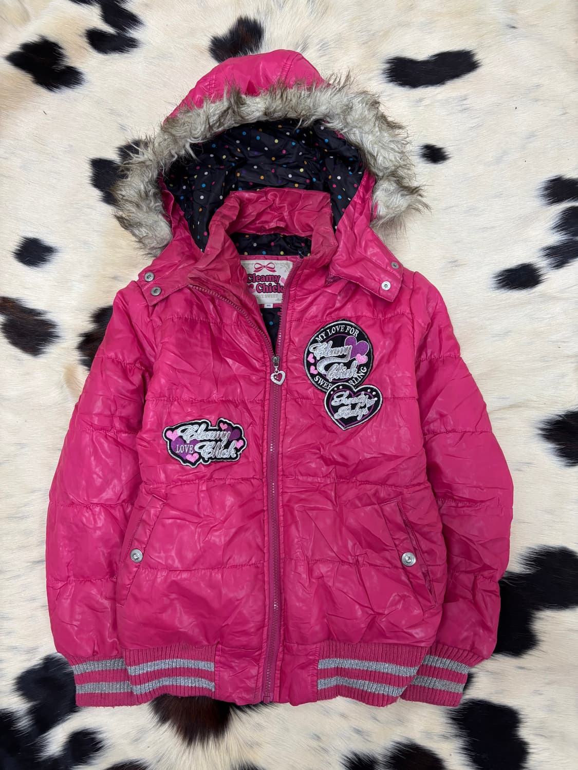 GAL Patch Detail Pink Fur Padding 상품이미지6