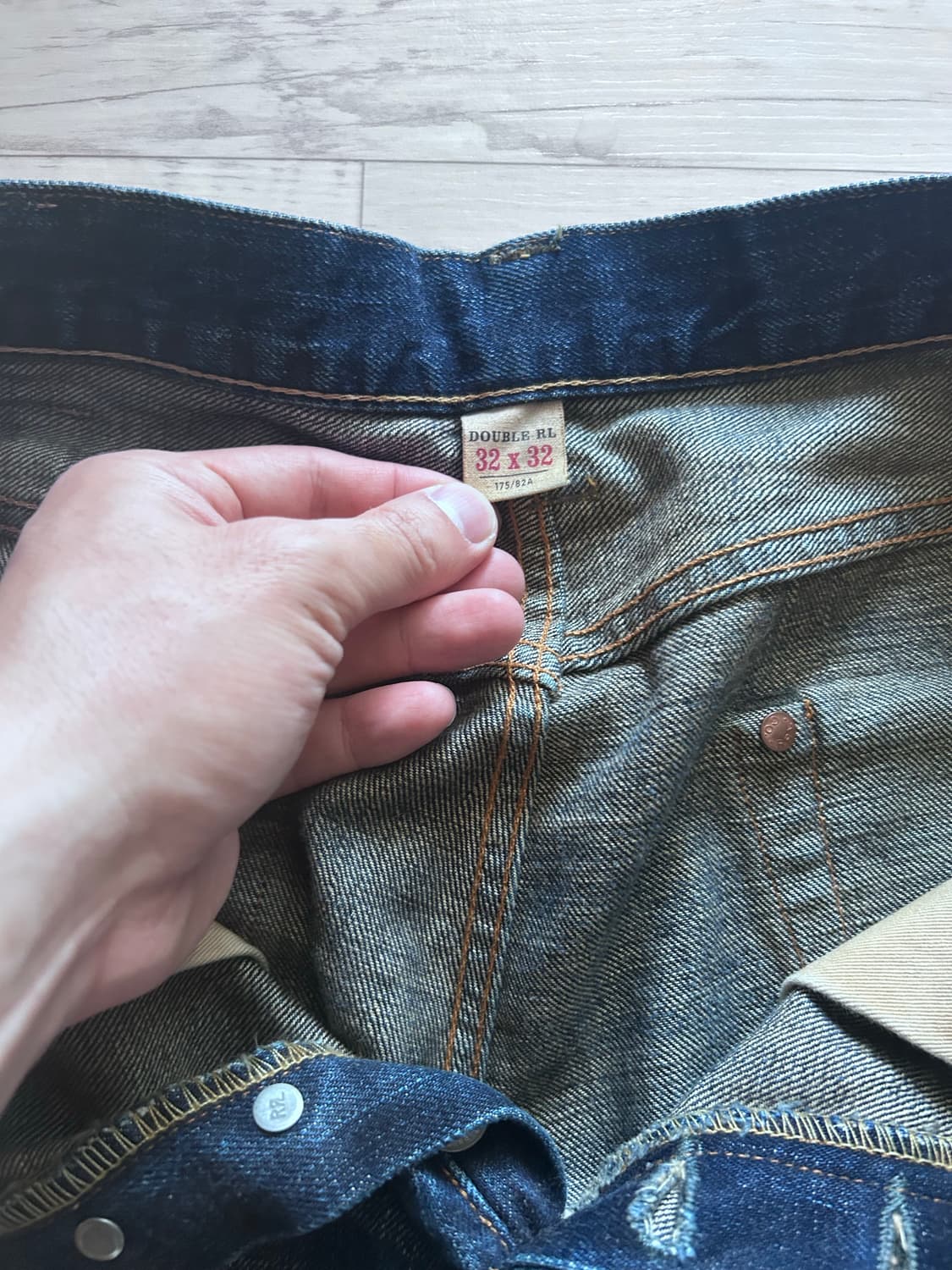 RRL 기빈스 워싱 빈티지 파이브 포켓 데님 진 32x32 상품이미지4