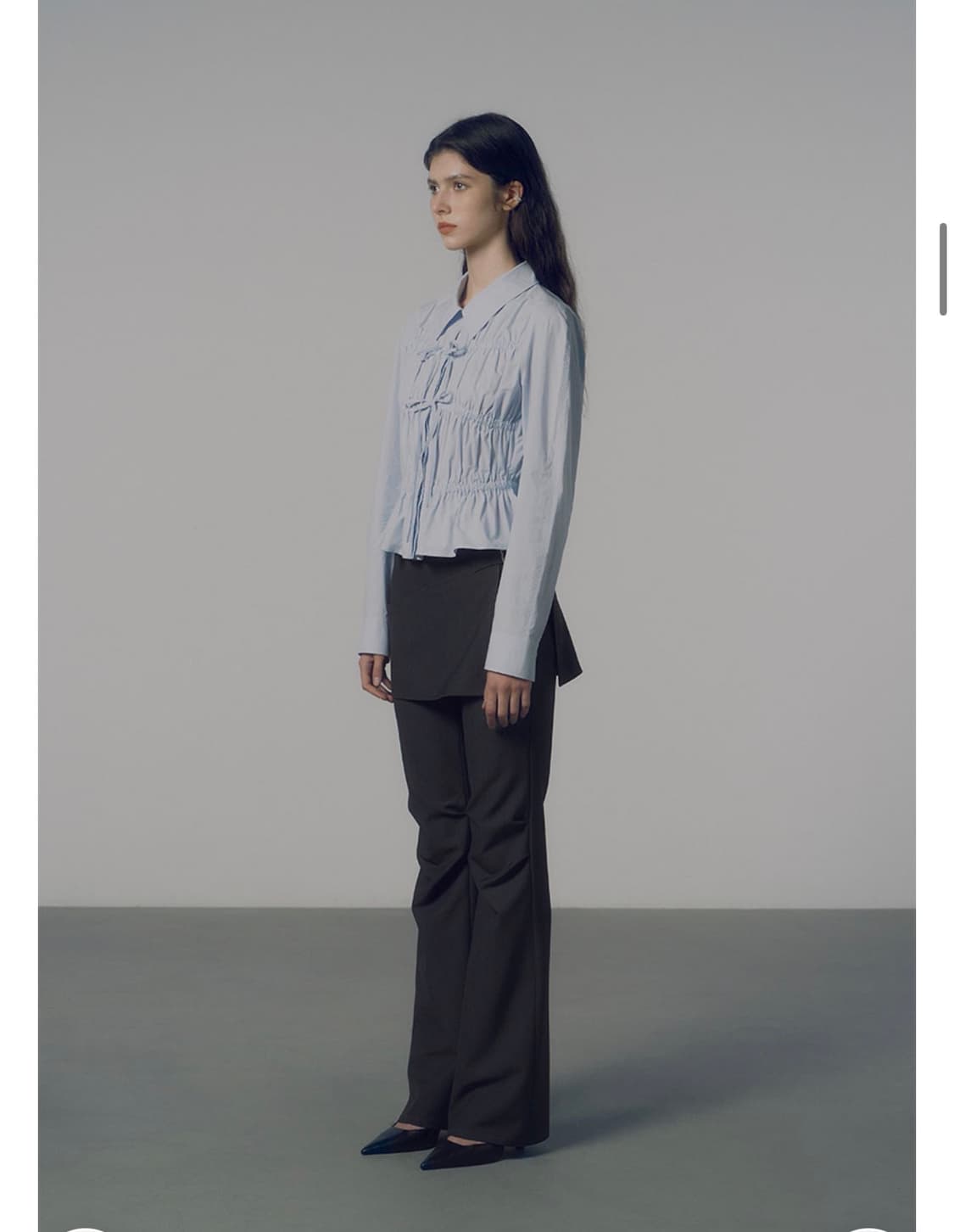 레이브 버클 레이어드 치마바지 슬랙스 그레이 상품이미지3