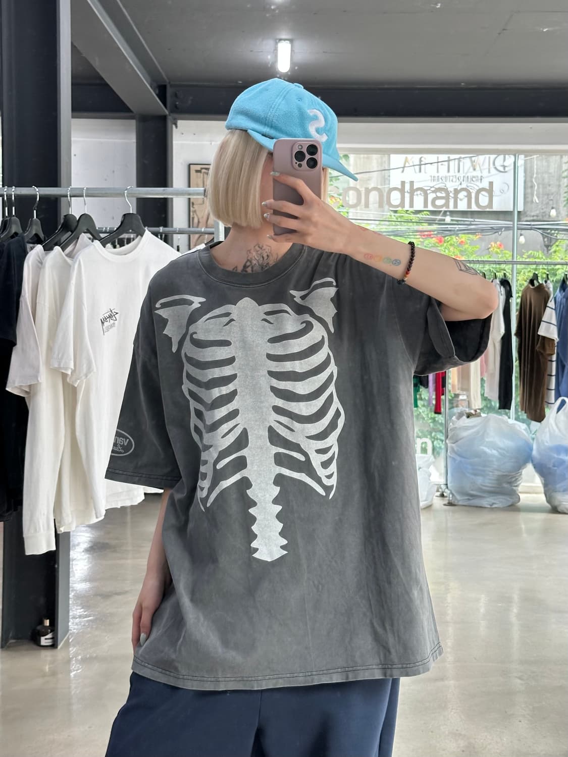 밴슨 스켈레톤 본 그레이 반팔 티셔츠 상품이미지4