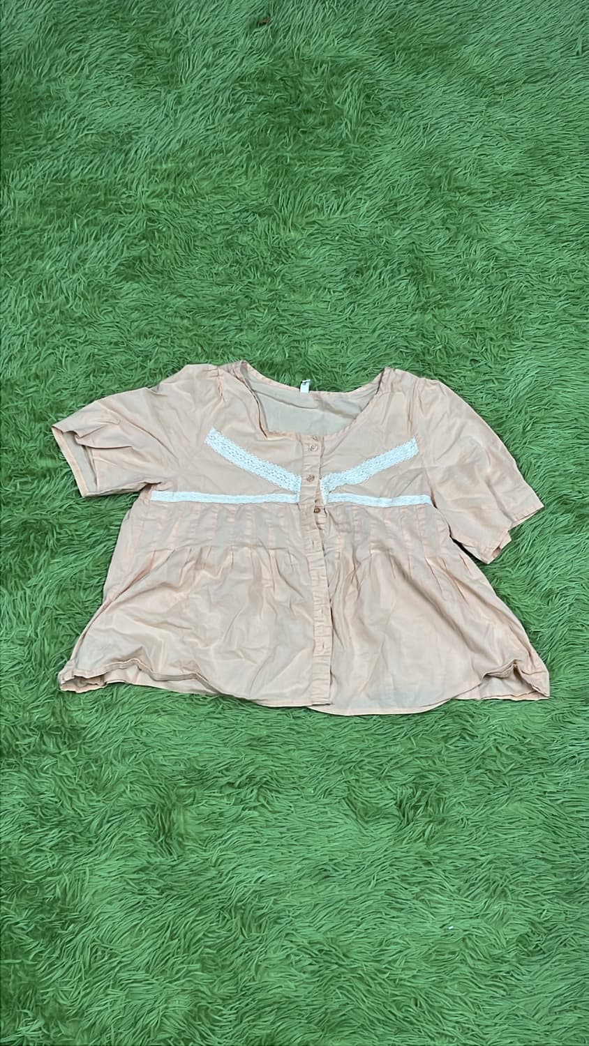 코랄 빈티지 반팔 블라우스 상품이미지1