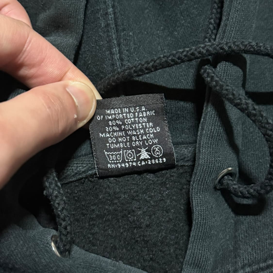 90s USA Made 스투시 블랙 후디 L 상품이미지6