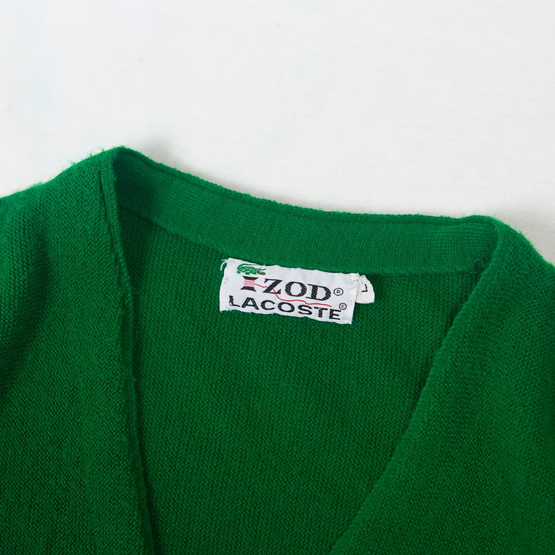 70s IZOD 라코스테 아크릴 가디건 그린 상품이미지3