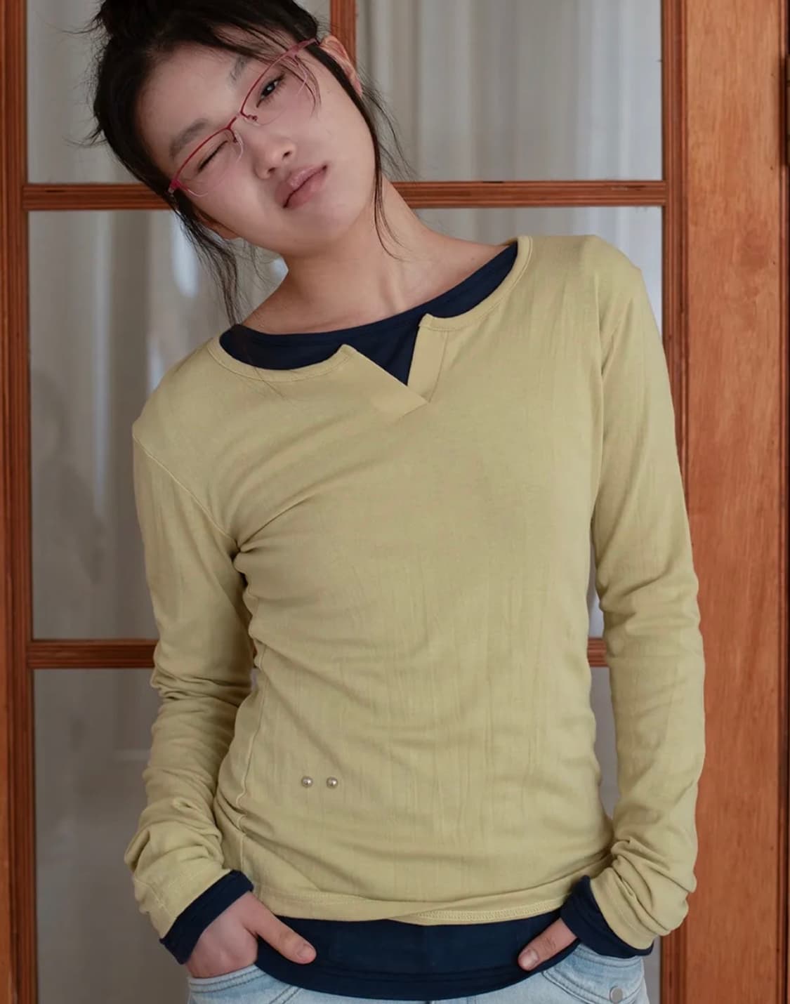 온스카 SOFT TOUCH WRINKLE T (PALE YELLOW) 상품이미지3