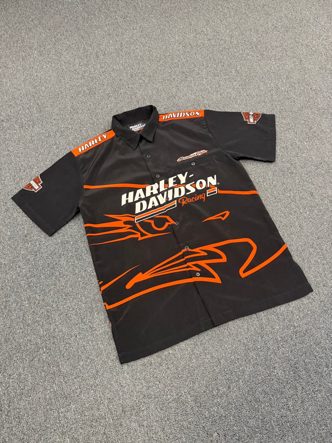 M) 할리데이비슨 빈티지 스크리밍 이글 빅 로고 반팔 셔츠 상품이미지1