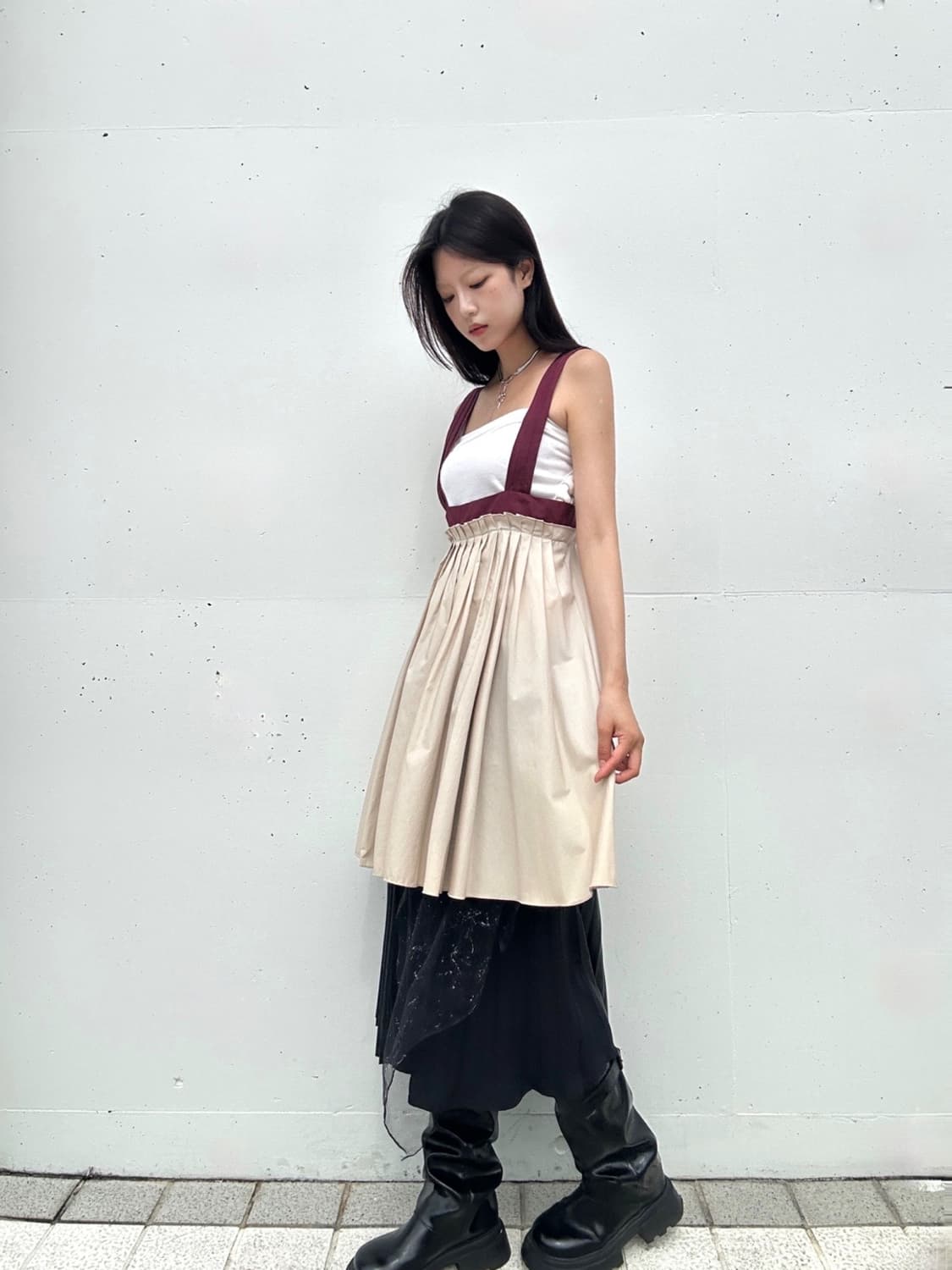 2 color pintuck detail sleeveless ops  상품이미지6