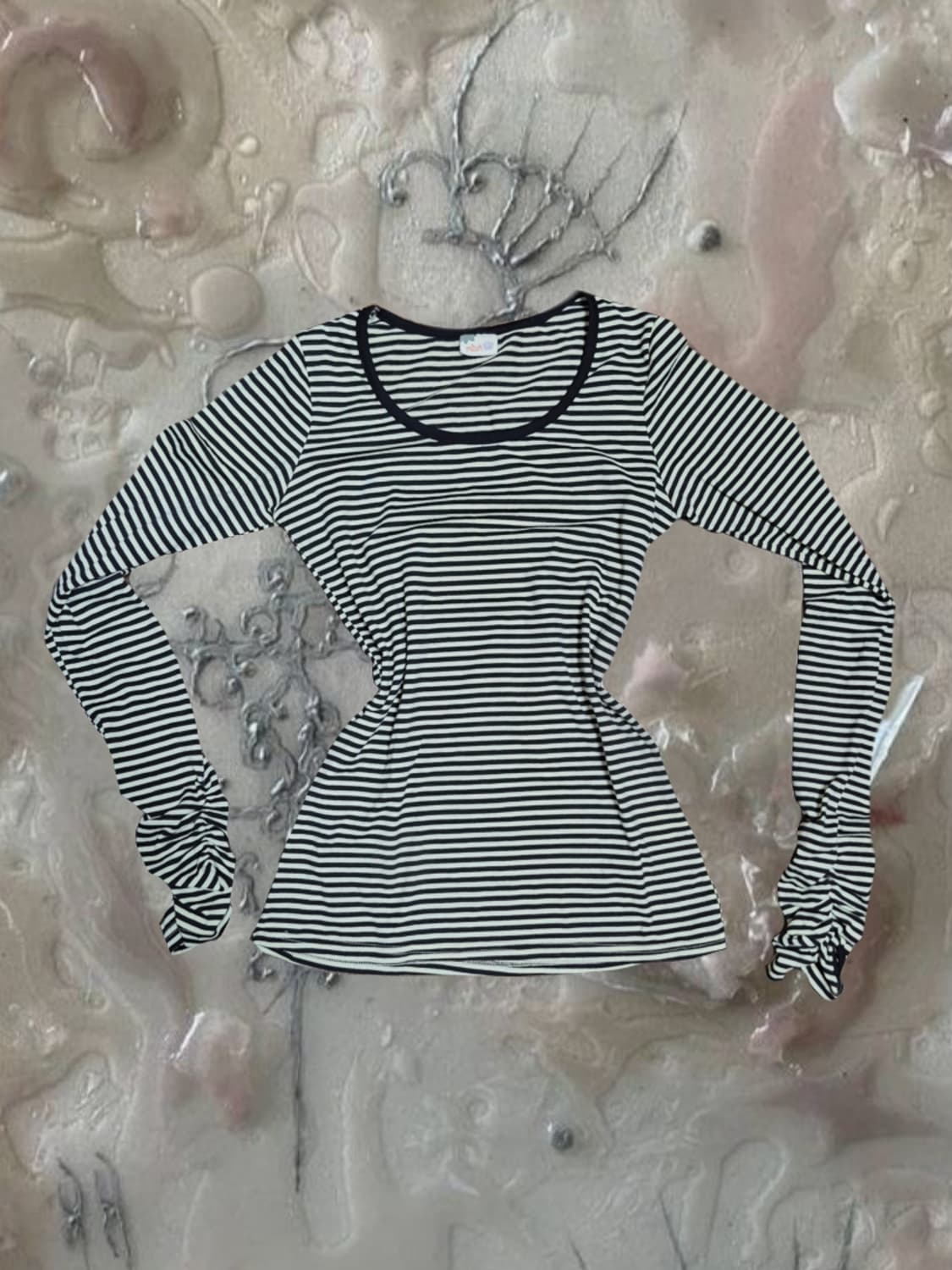 일본 빈티지 스트라이프 갸루 펑크 고스 y2k 롱슬리브 셔링 상품이미지1