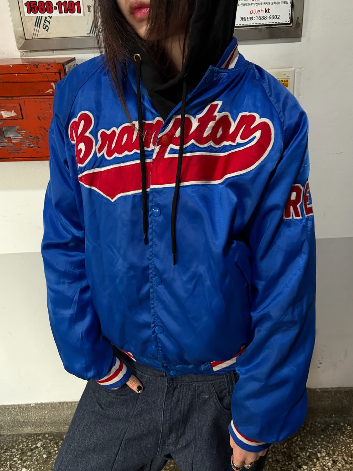 90s 올드스쿨 파란색 스타디움 배색 자켓  상품이미지2