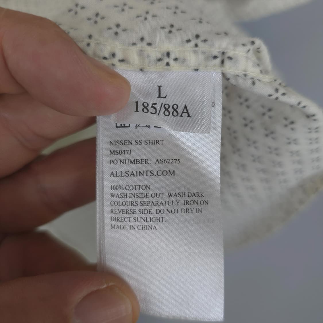 올세인츠 ALLSAINTS 남성 패턴 반팔 셔츠 L 상품이미지7