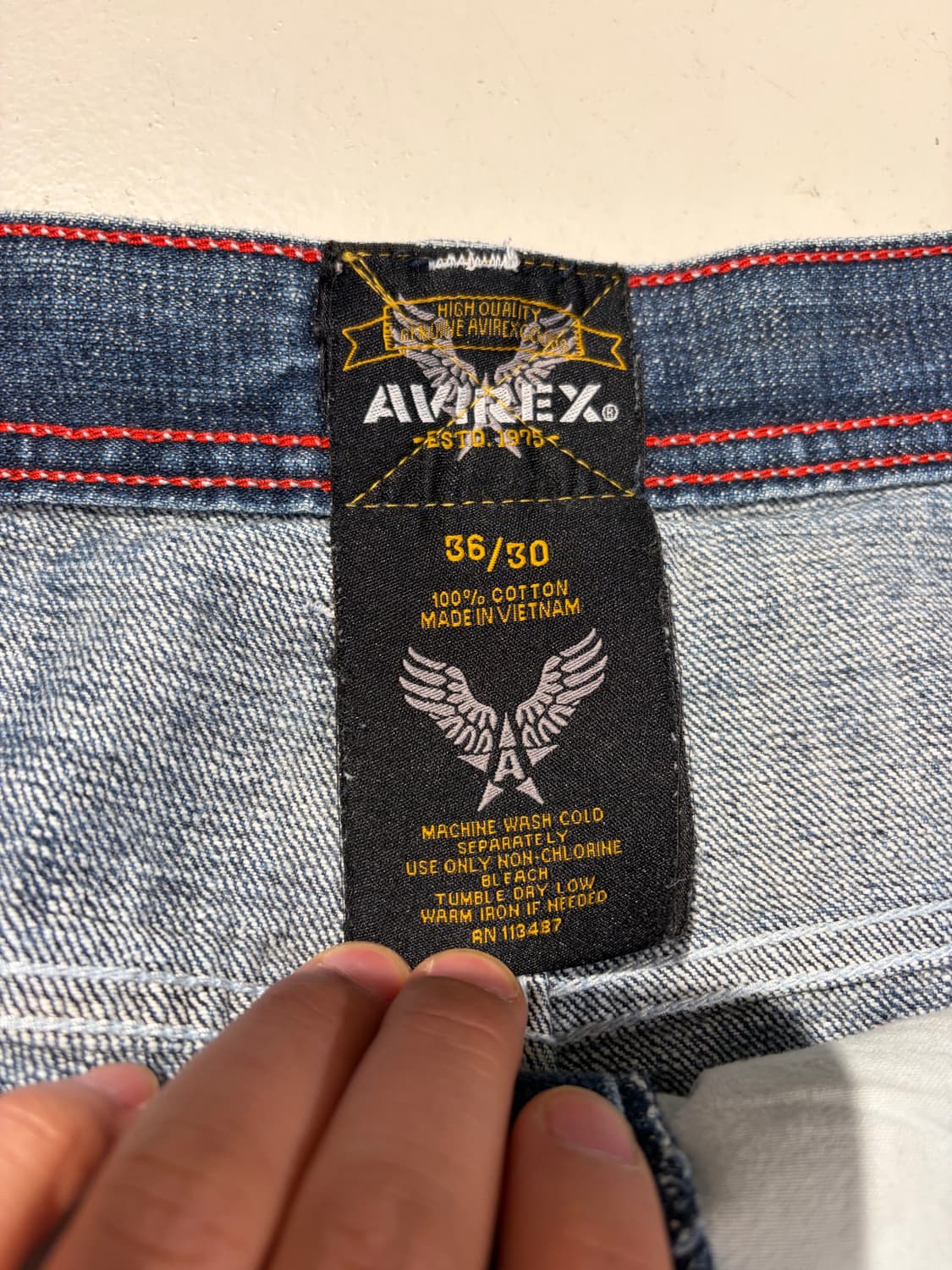 00s Avirex 워시드 데님 와이드 팬츠 (36×30) 상품이미지7