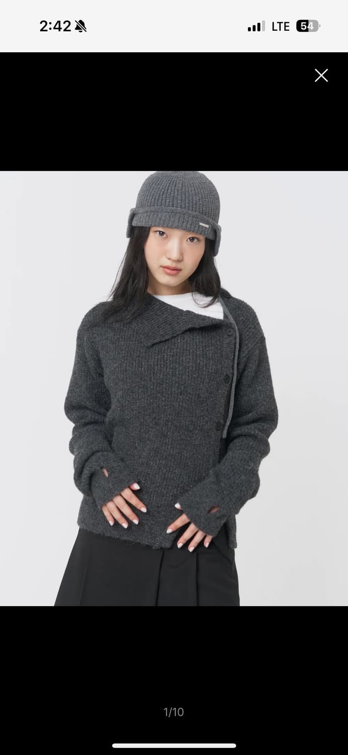 미세키서울 사이드버튼 니트 차콜 상품이미지2