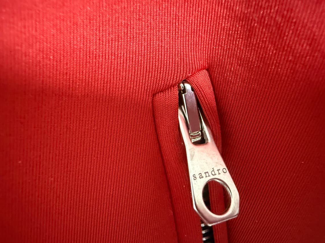 Sandro Racer Stripe Crepe Jacket In Red산 상품이미지4