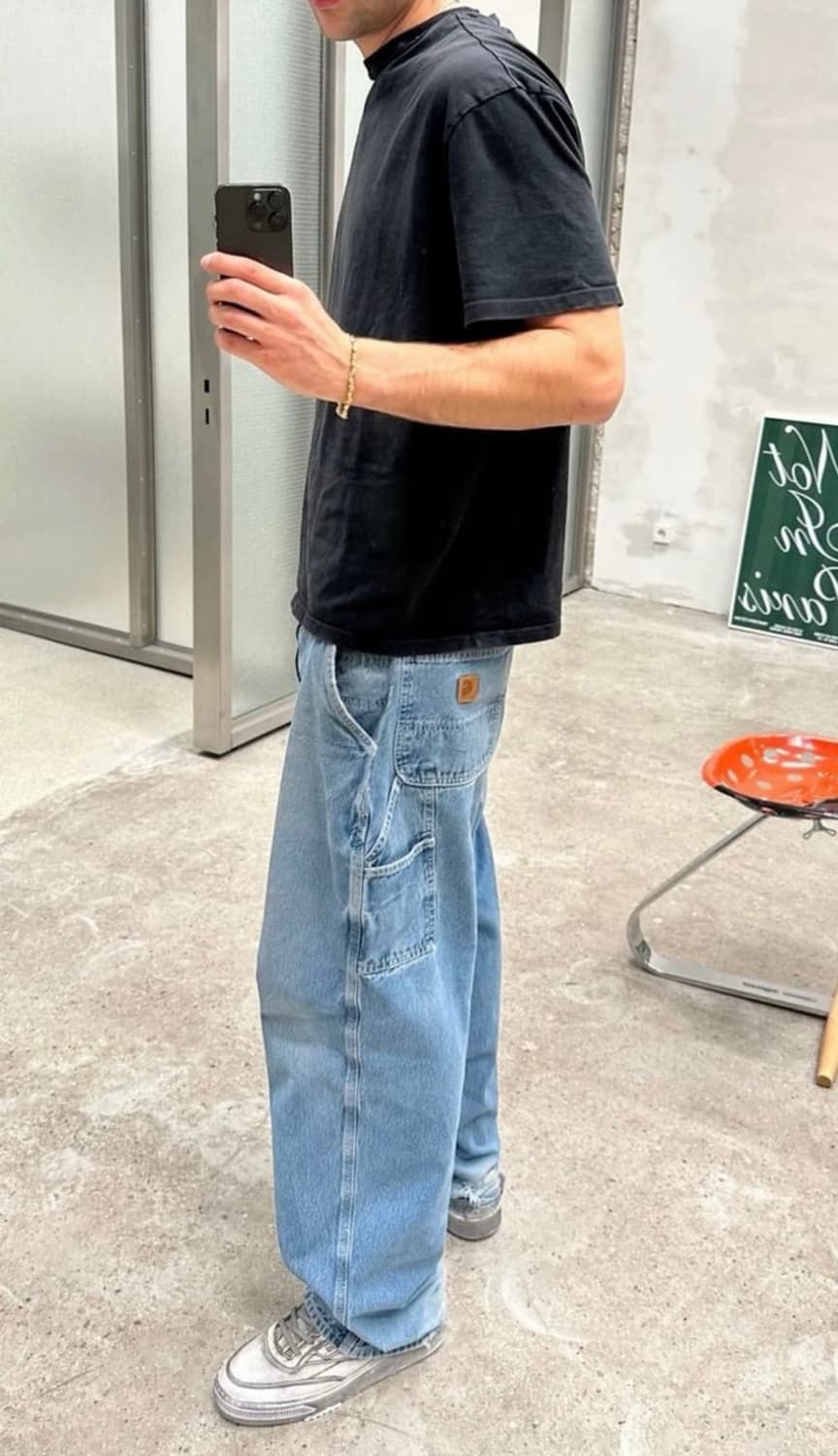 미제 빈티지 칼하트 데님 싱글니 카펜터 팬츠 청바지 상품이미지8