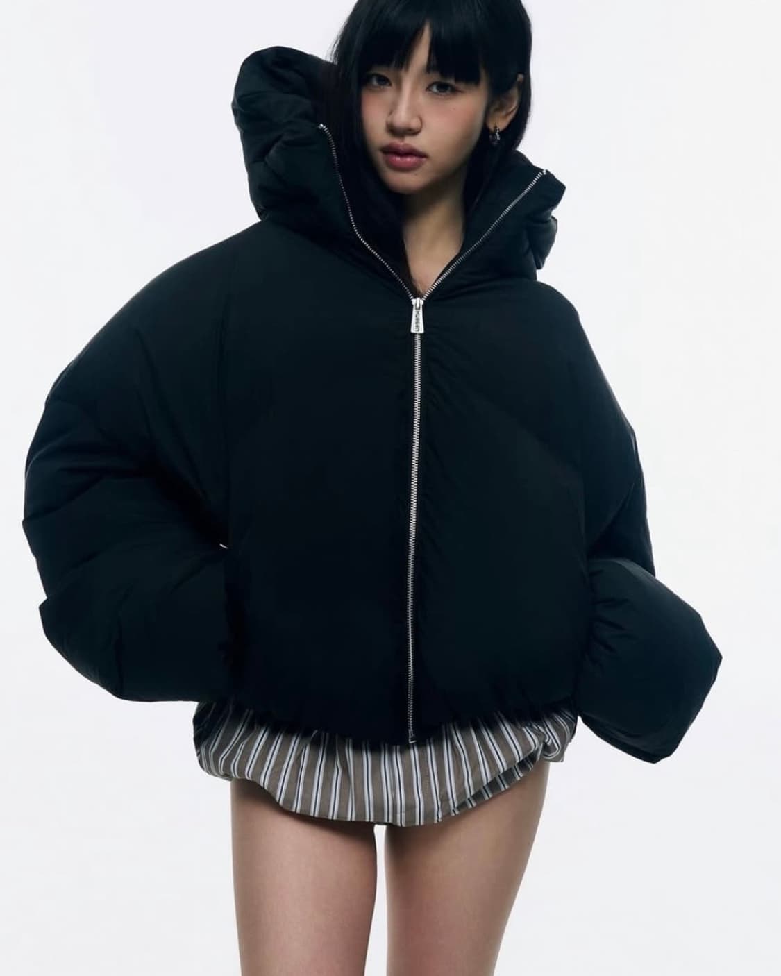 [나야와시 윈터 착용]  화산 텔레토비 버블 재킷 패딩 블랙 S 상품이미지2