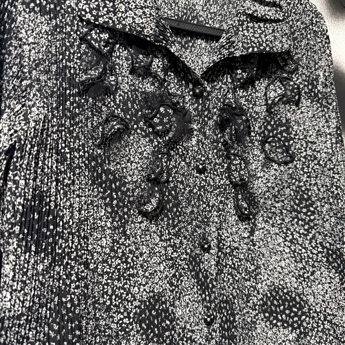 VTG 빈티지 고스 플리츠 레이스 디테일 블라우스 자켓 상품이미지4