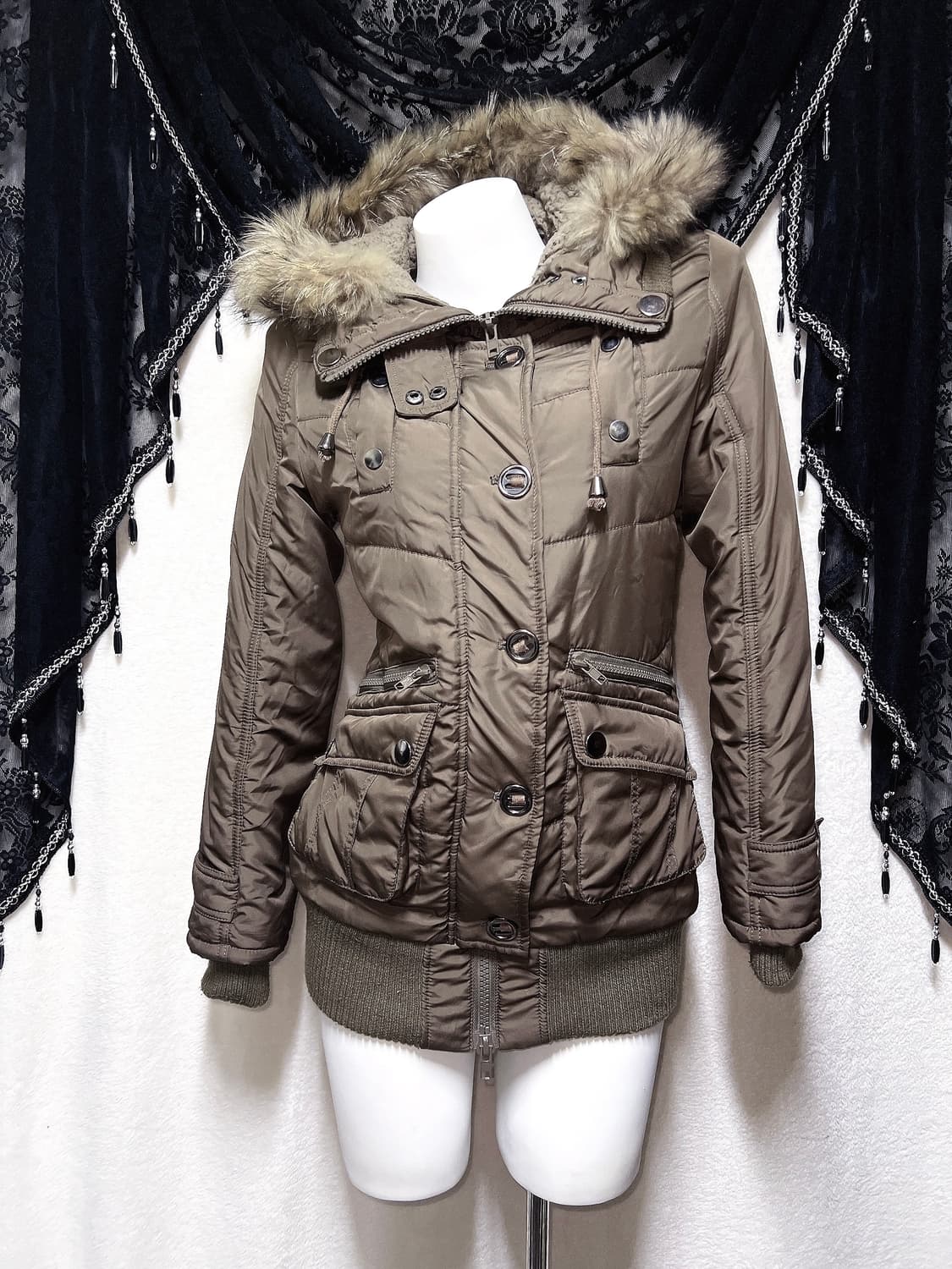 라쿤퍼후드 하이넥 패딩점퍼 투웨이 울프죠 y2k 아카이브 펑크 갸루 핀터 상품이미지6