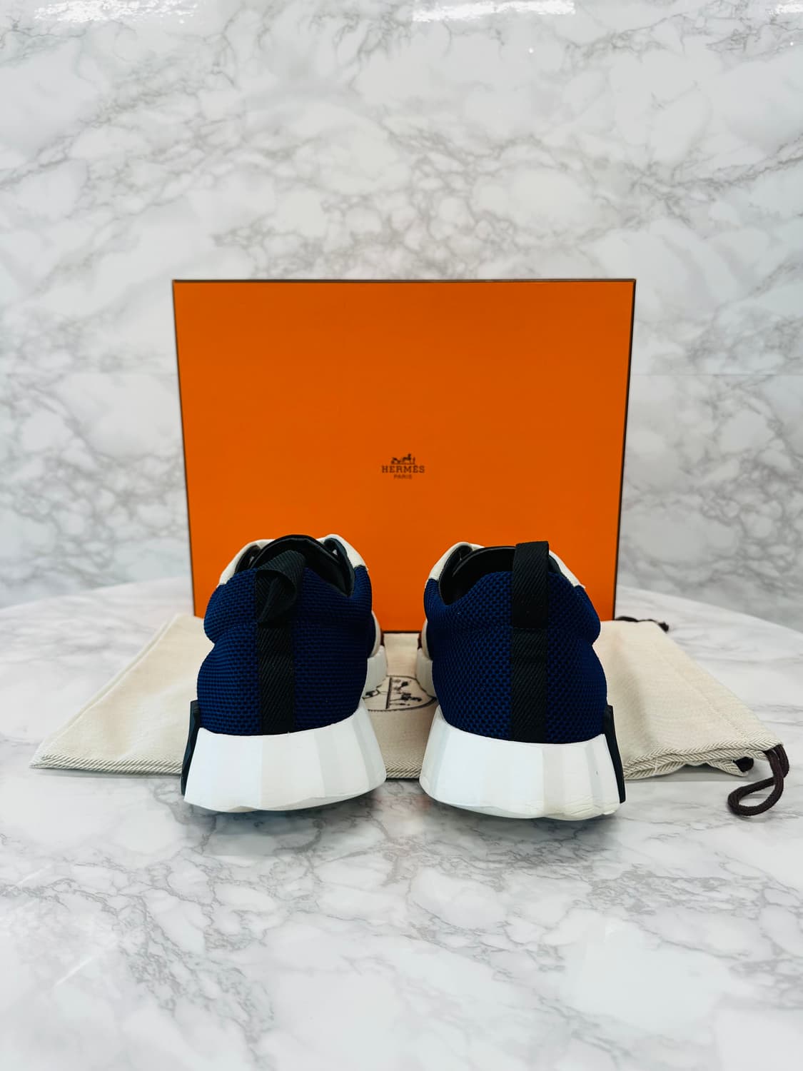 (43) 에르메스 바운싱 스니커즈 메쉬 스웨이드 마린 상품이미지4