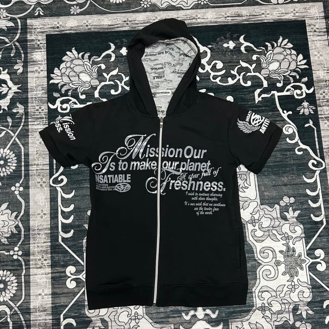 Jpn 00s 펑크 Y2K 반팔 후드 집업 상품이미지1