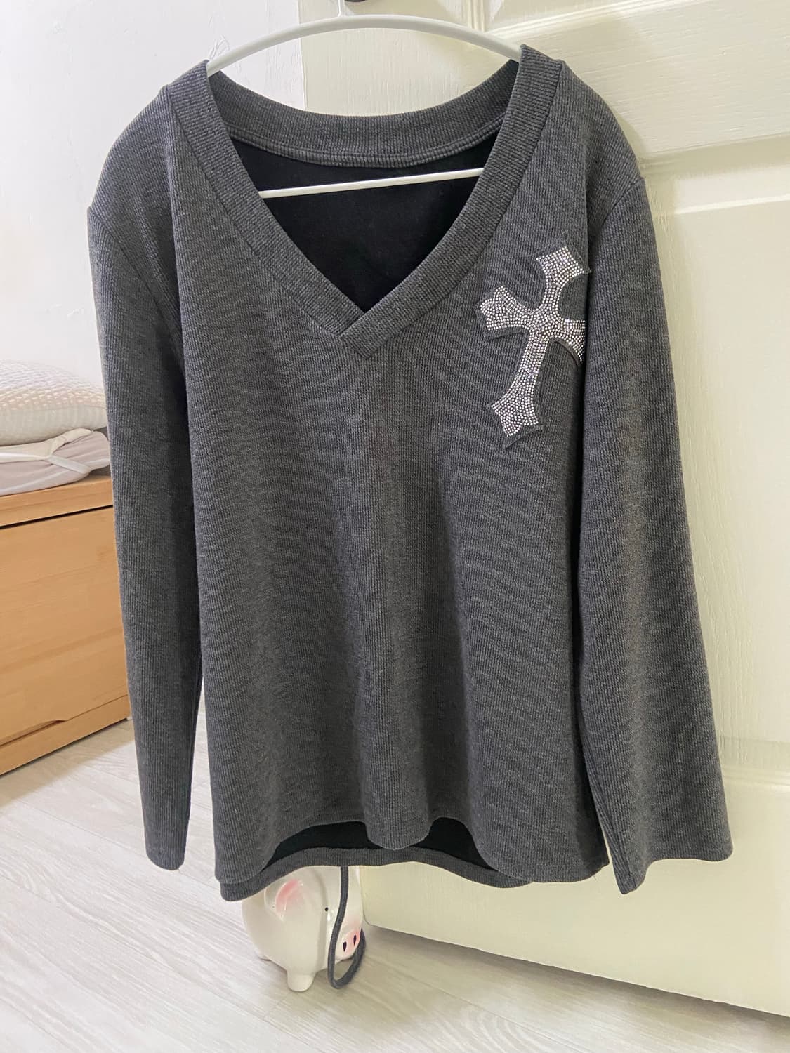 💎십자가 큐빅 와플 슬림핏 니트💎 상품이미지3