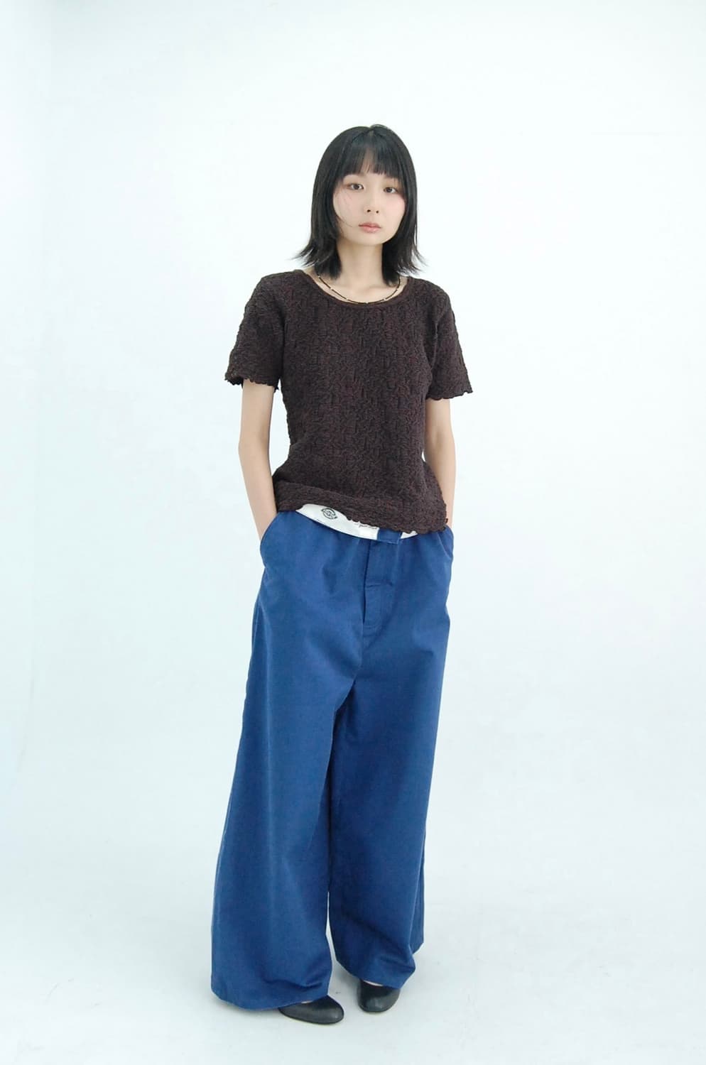 En partie wrinkle top 상품이미지3