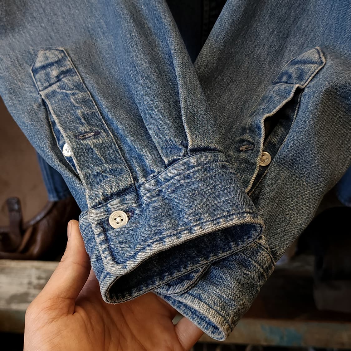 90s 폴로 컨트리 데님셔츠 헤비코튼 포니로고 L 상품이미지7