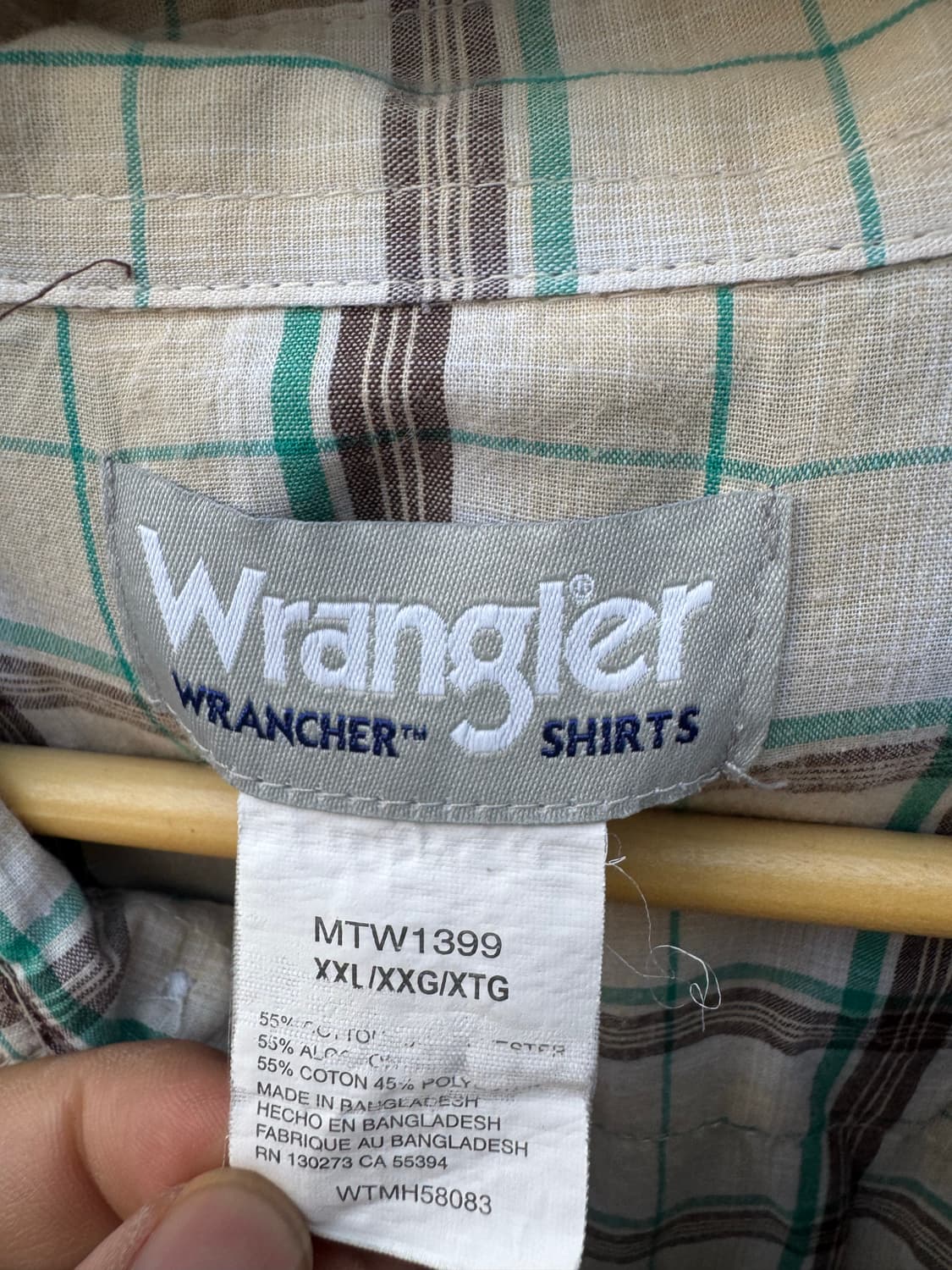 랭글러 빈티지 체크 웨스턴 셔츠 2xl 상품이미지4