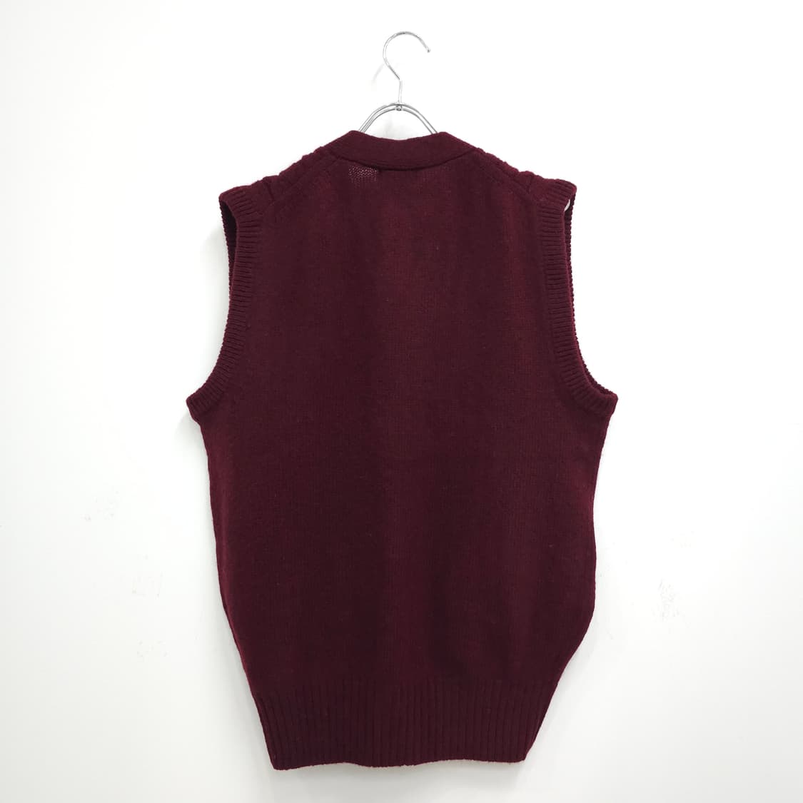 울 100% 버건디 꽈배기 니트 조끼 베스트 일본빈티지 상품이미지6