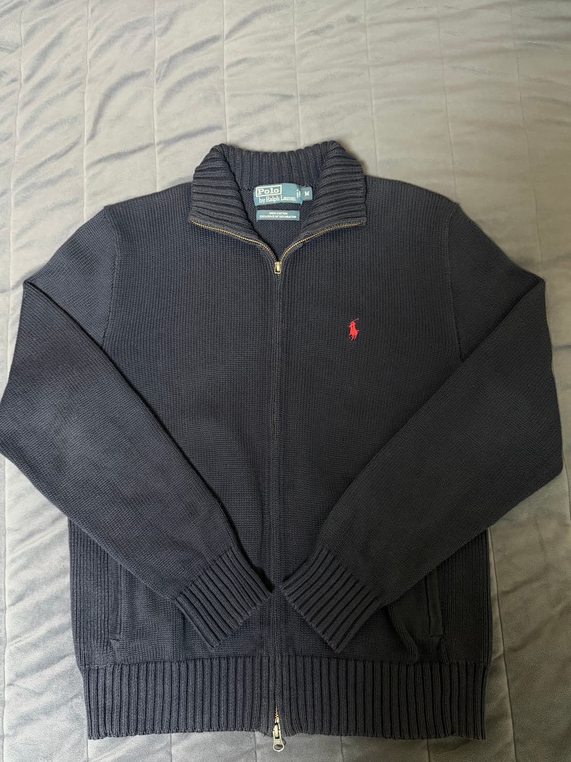 (M) 폴로 니트 풀집업 네이비 상품이미지1