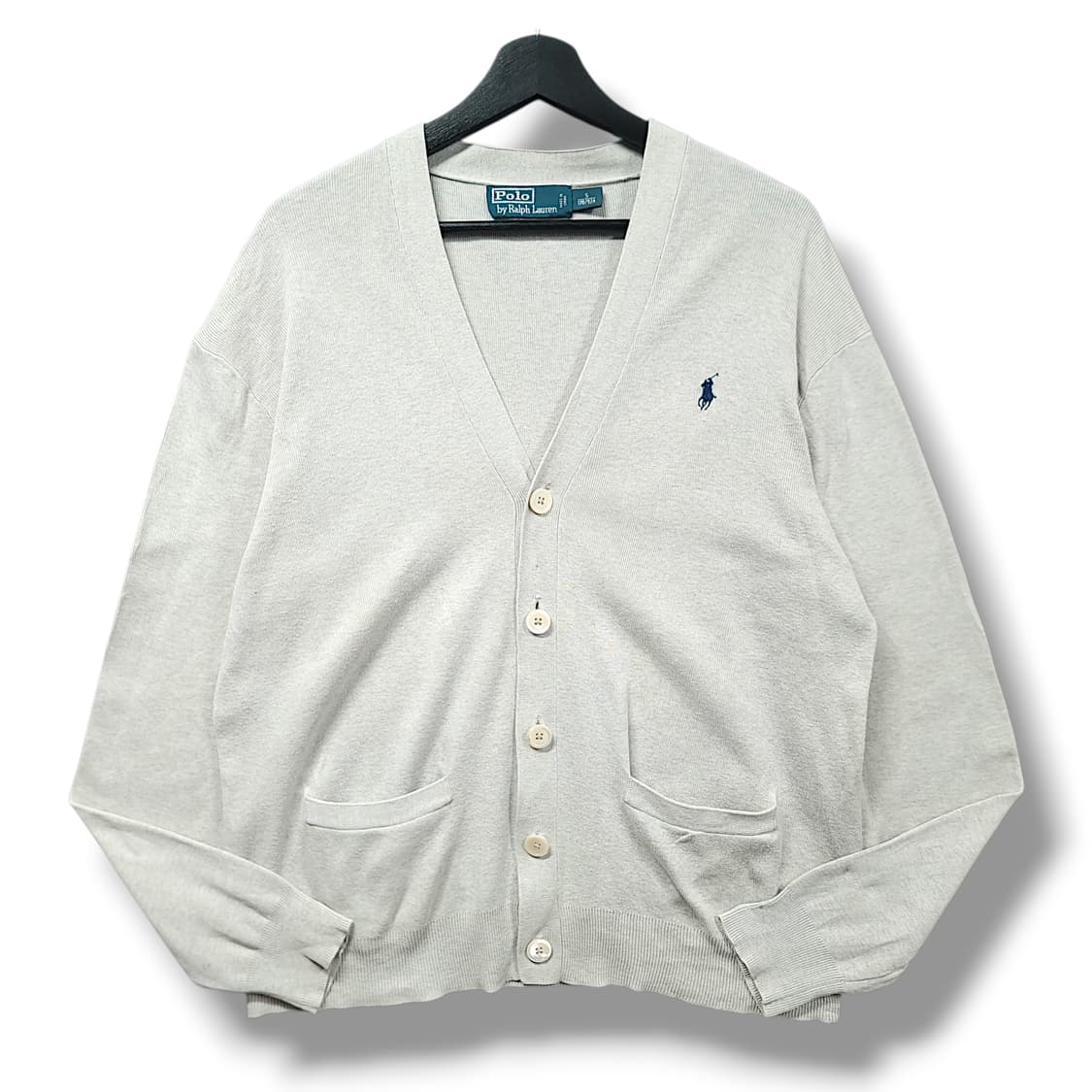 [S~M] 폴로 그레이 코튼 브이넥 가디건 상품이미지1