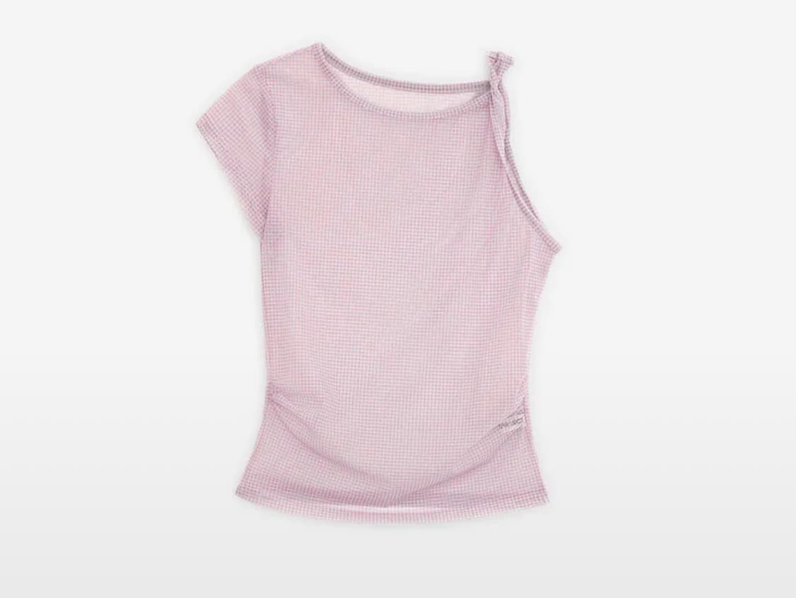 썬번프로젝트 언발란스 메쉬 티셔츠 반팔 핑크 상품이미지2