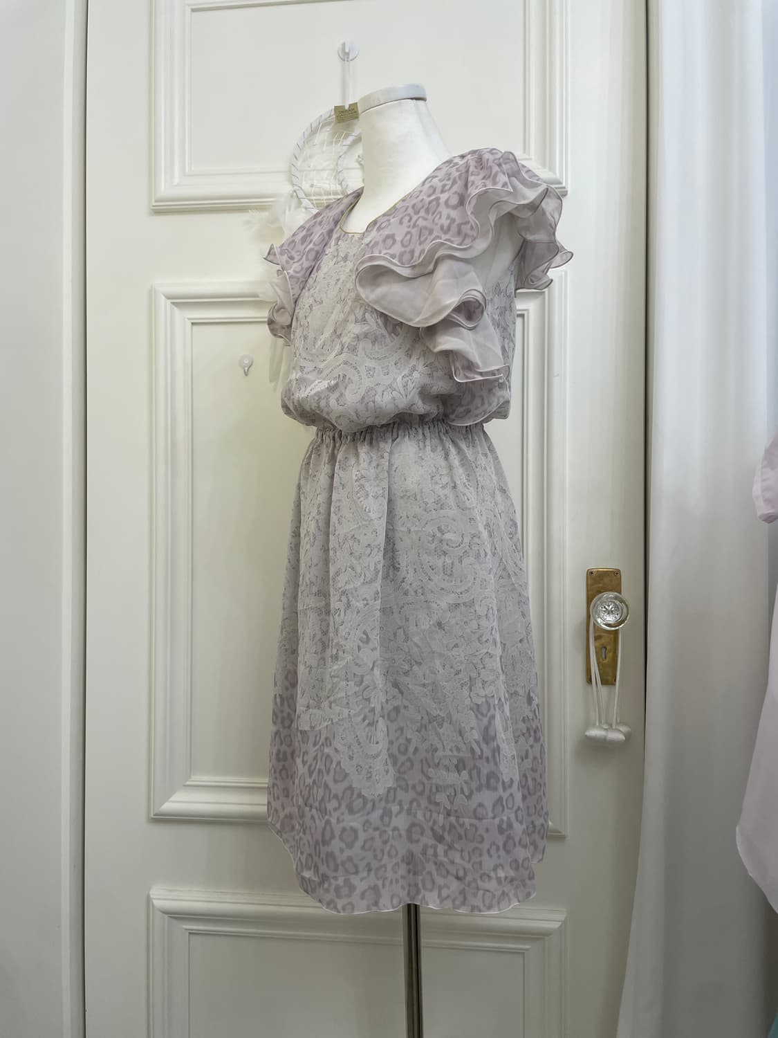 purple gray leopard ruffle sleeve opc 상품이미지2
