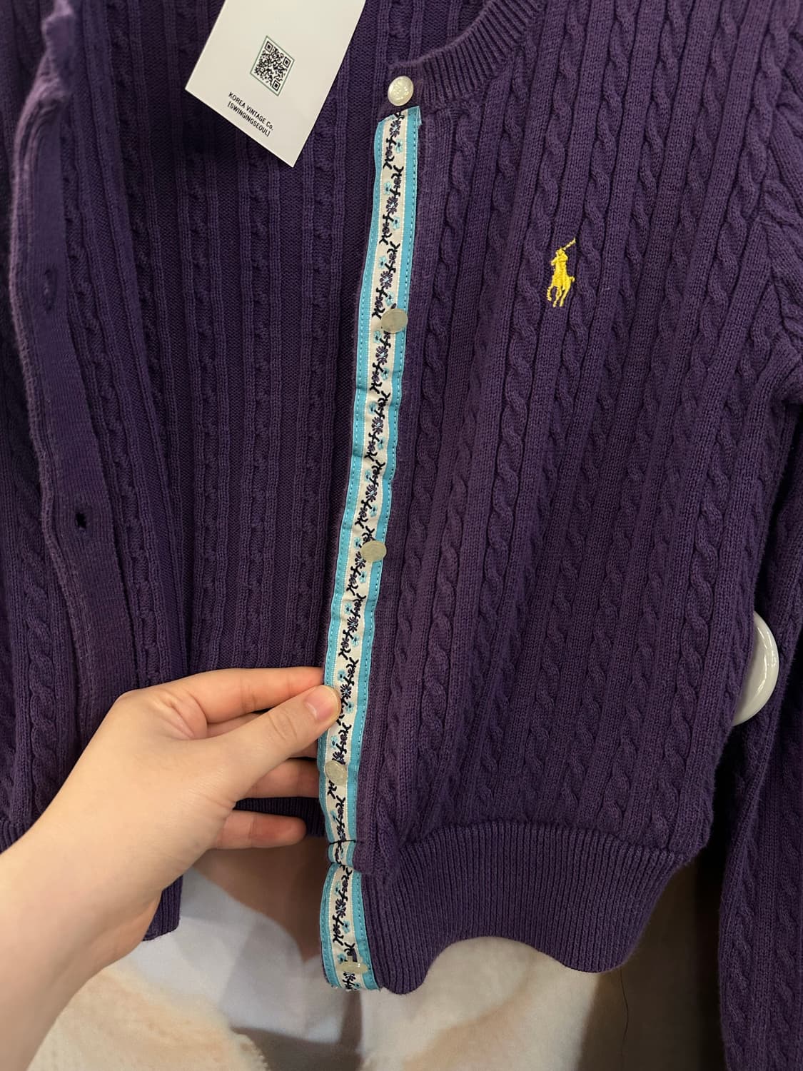 POLO 폴로 퍼플 케이블가디건 상품이미지3