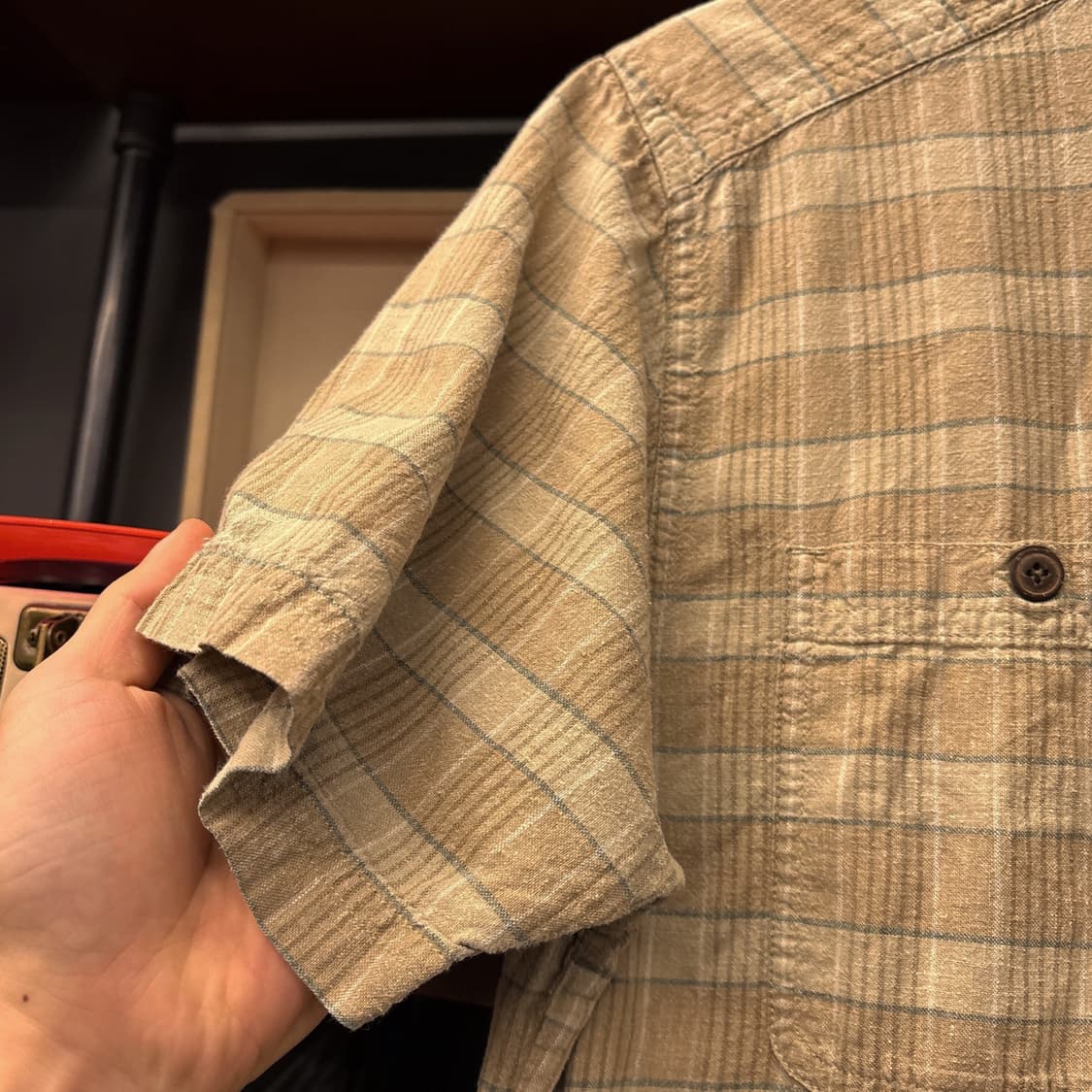 파타고니아 워시드 브라운 멀티 체크 라이트코튼 워크셔츠 N1025 상품이미지6