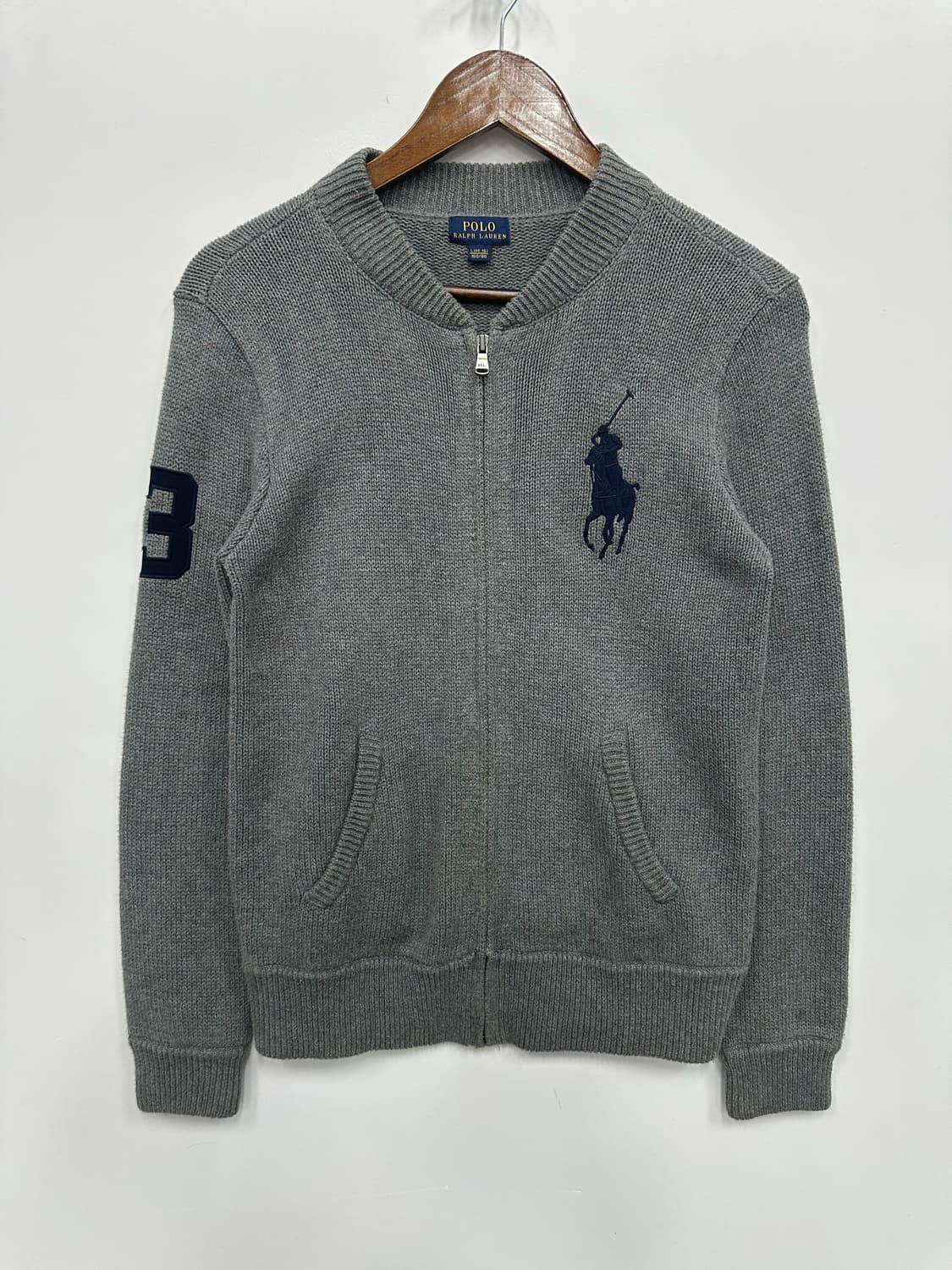 폴로 네이비 빅포니 그레이 니트 집업 상품이미지1